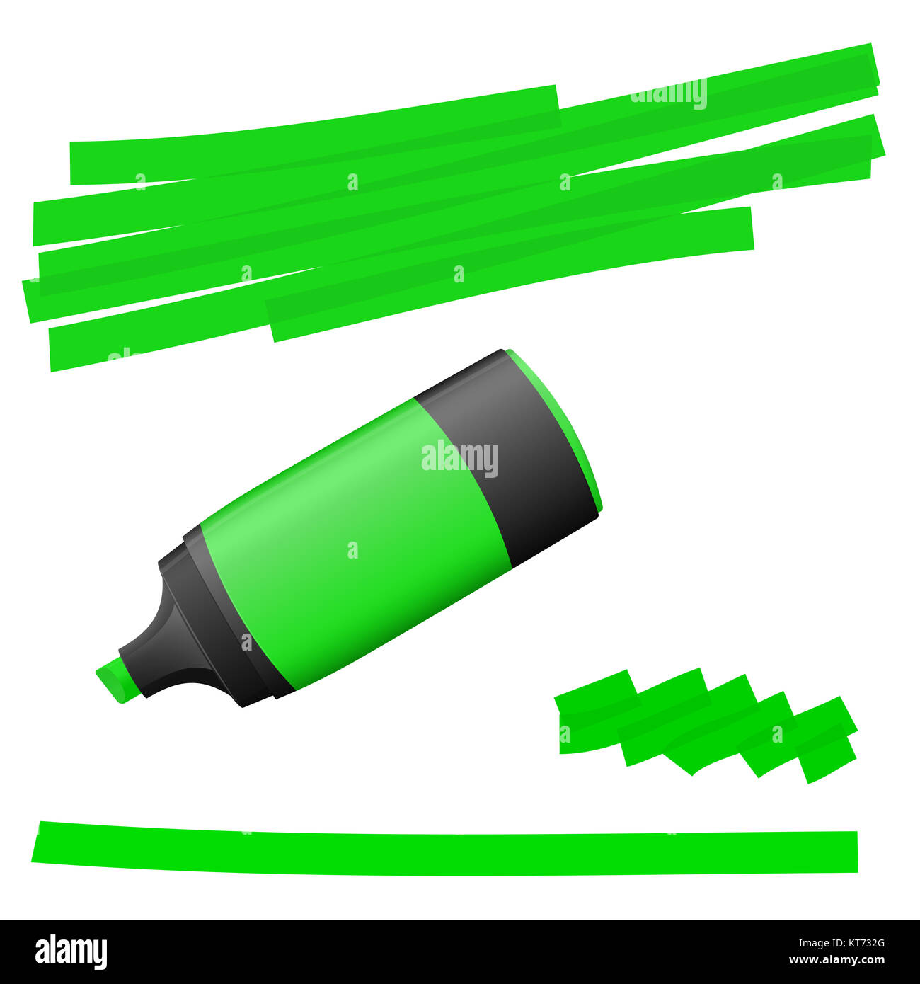 Textmarker mit Markierungen Stockfoto