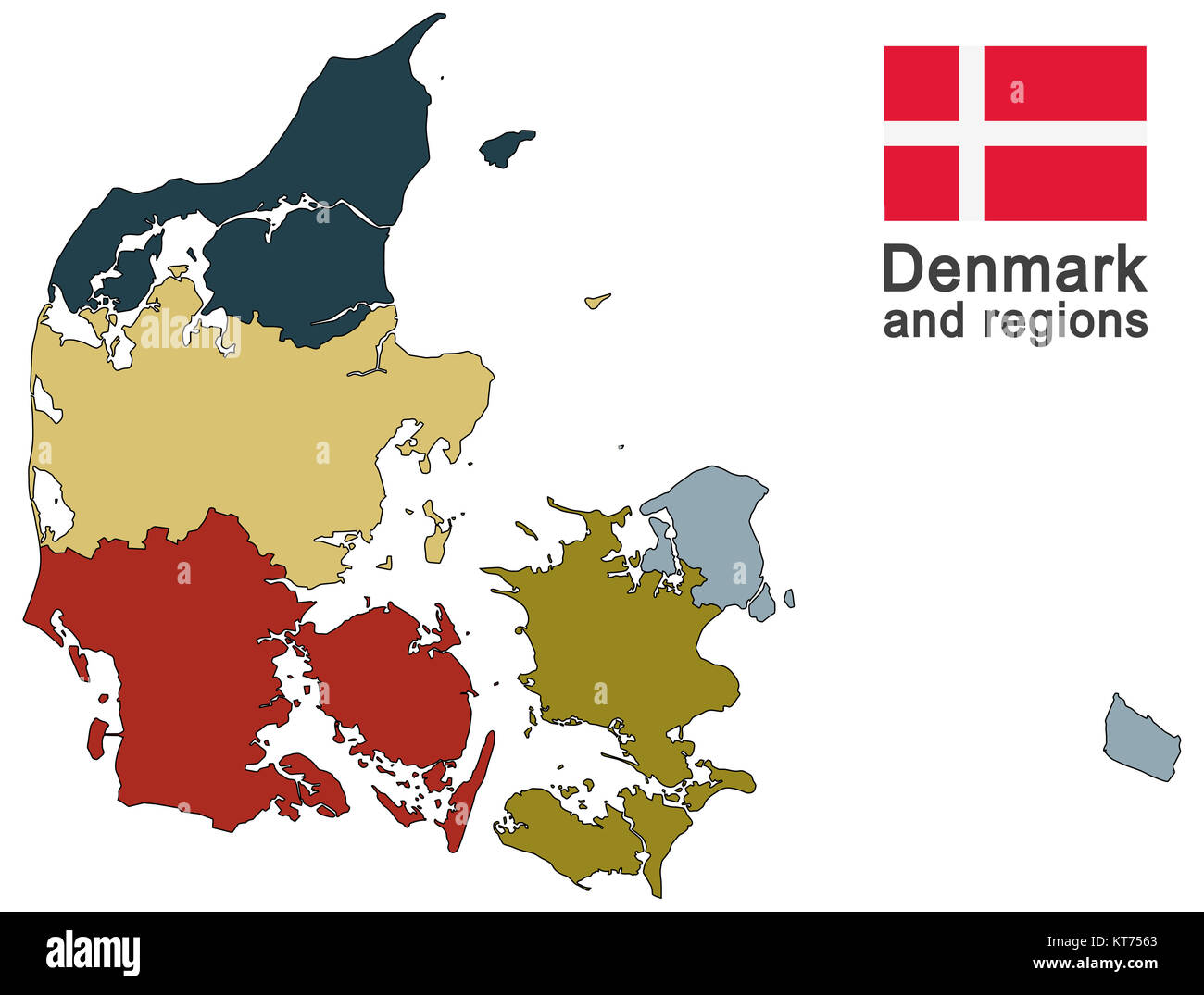 Land Dänemark und Regionen Stockfoto