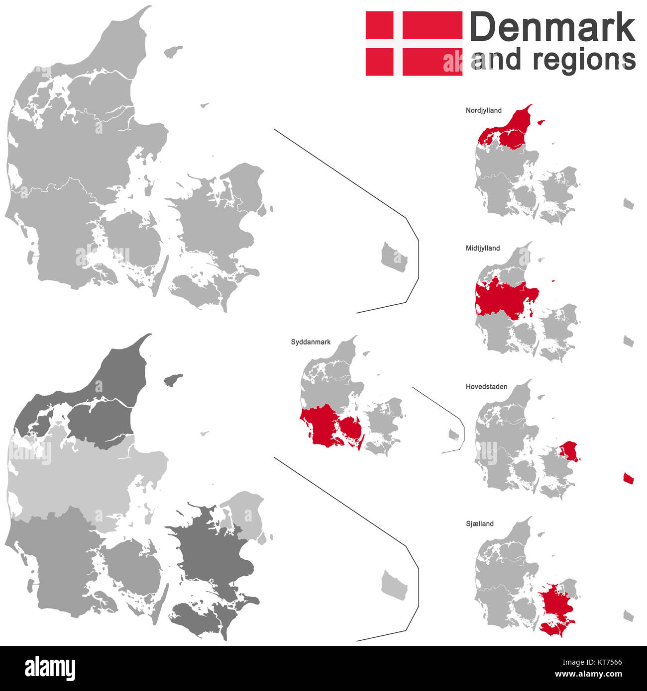 Land Dänemark und Regionen Stockfoto