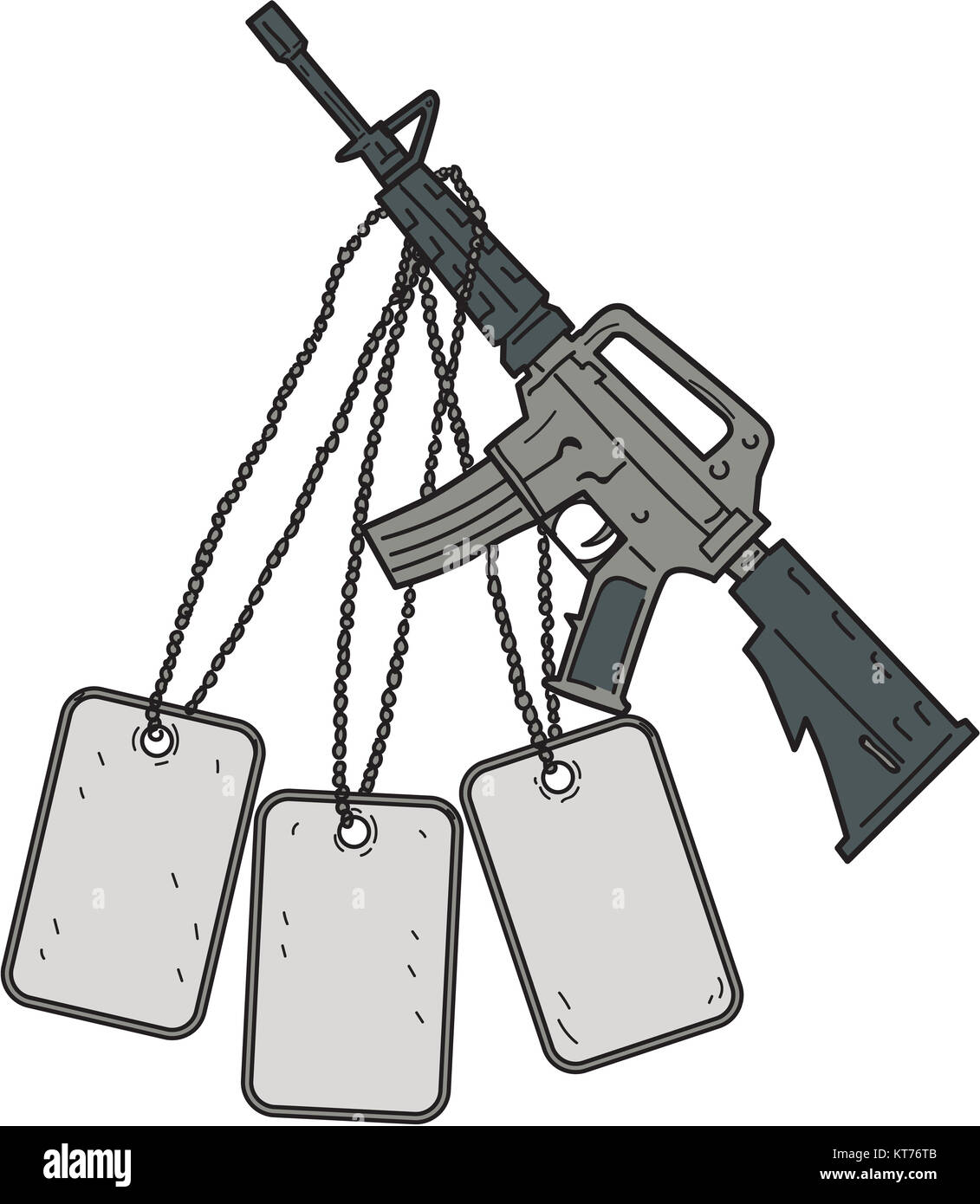 M4 Carbine Dog Tags hängenden Zeichnung Stockfoto
