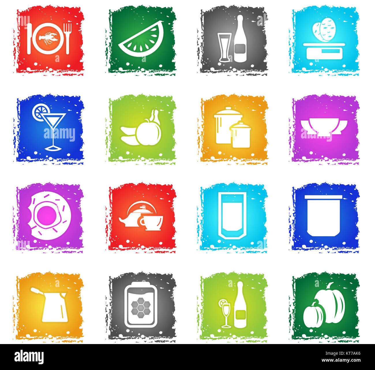 Essen und Küche Icon Set Stockfoto