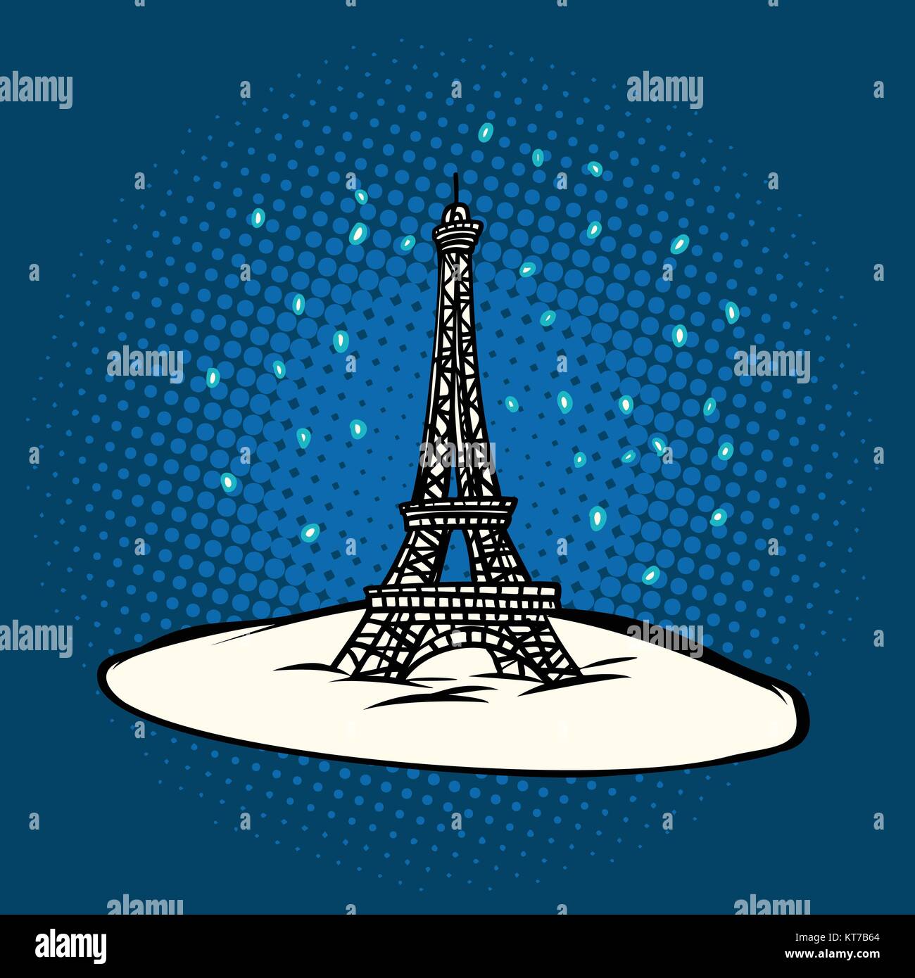 Eiffelturm im Winter schneit Stock Vektor