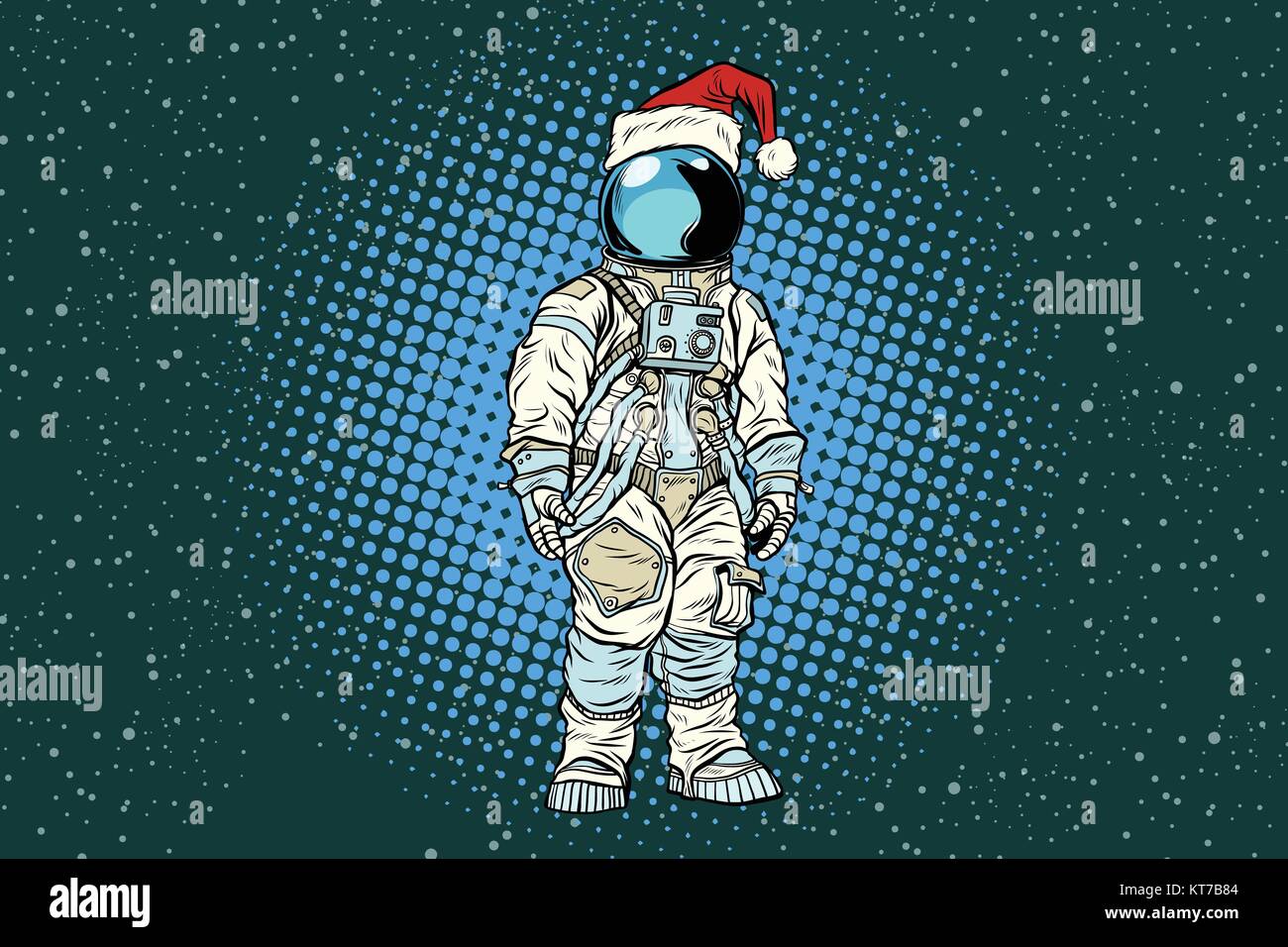 Weihnachten einsame Astronaut in der Santa Hut Stock Vektor