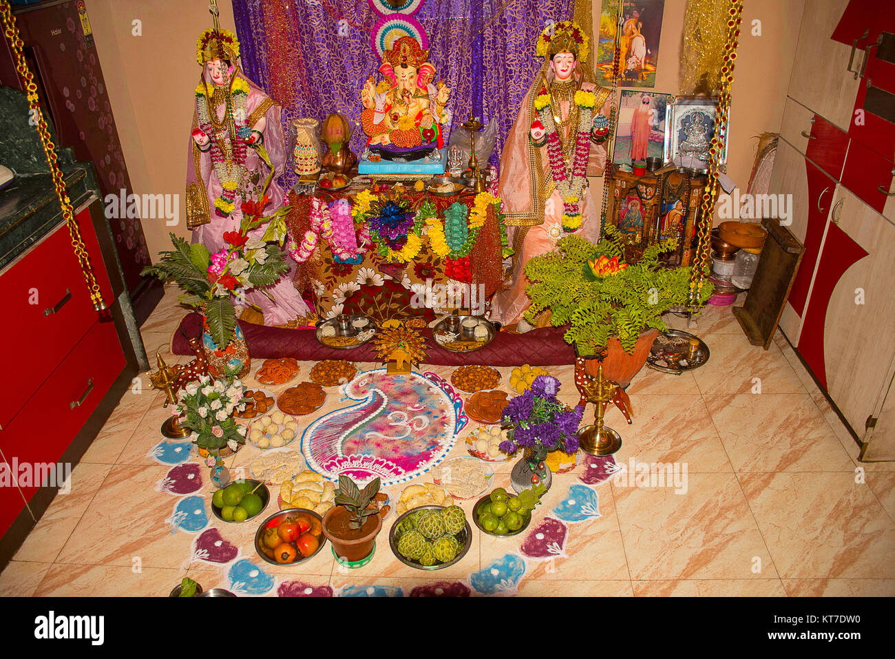 Puja essen Angebote zu Lord Ganesh. Ganesh Chaturthi Stockfoto