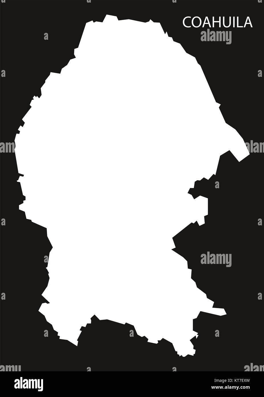 Coahuila Mexiko Karte schwarz invertiert silhouette Stockfoto