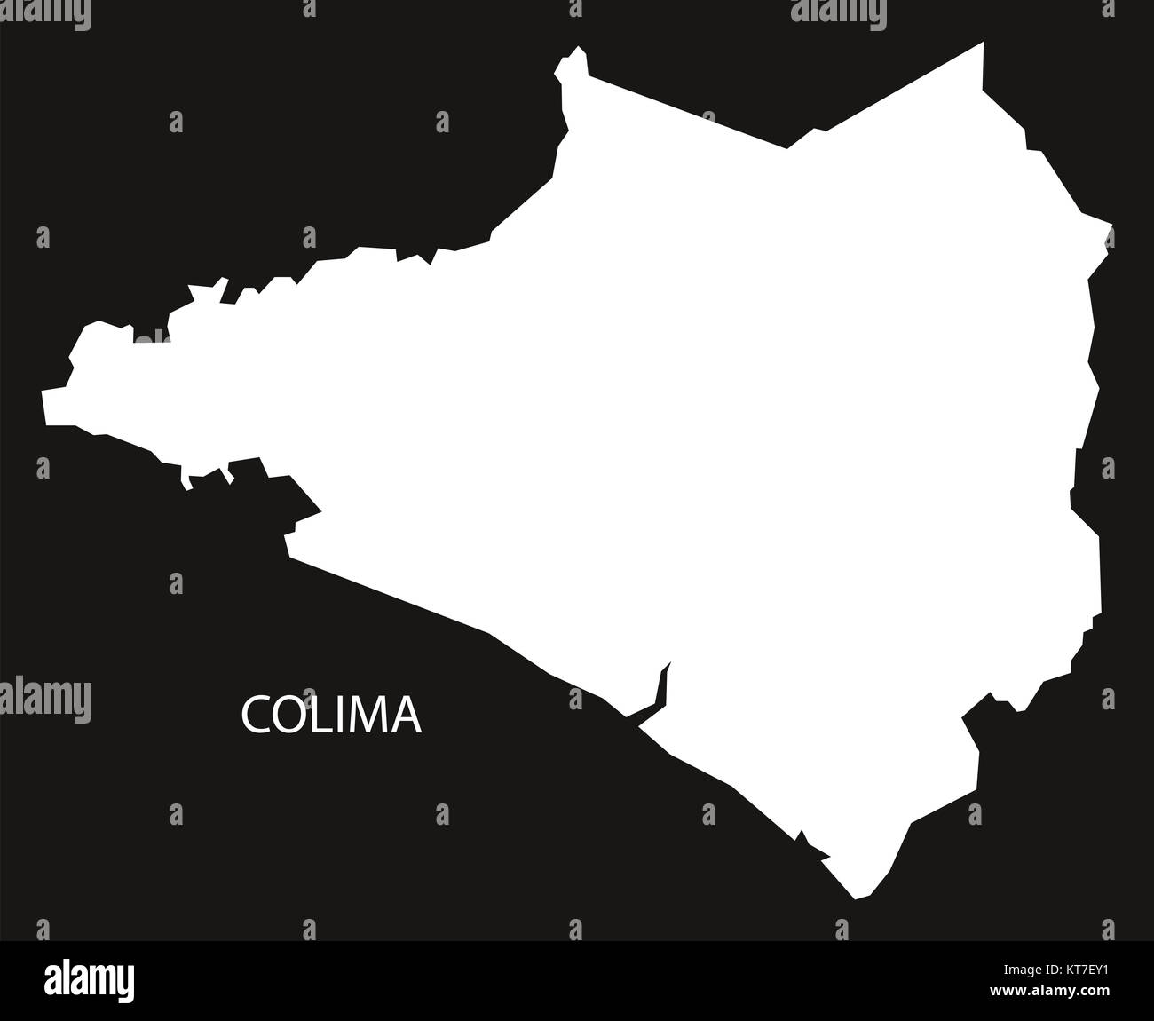 Colima Mexiko Karte schwarz invertiert silhouette Stockfoto