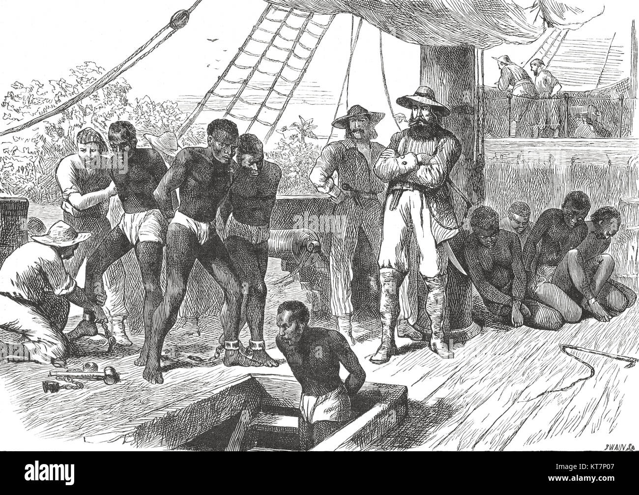 Passende Fesseln an Bord ein Sklavenschiff Stockfoto