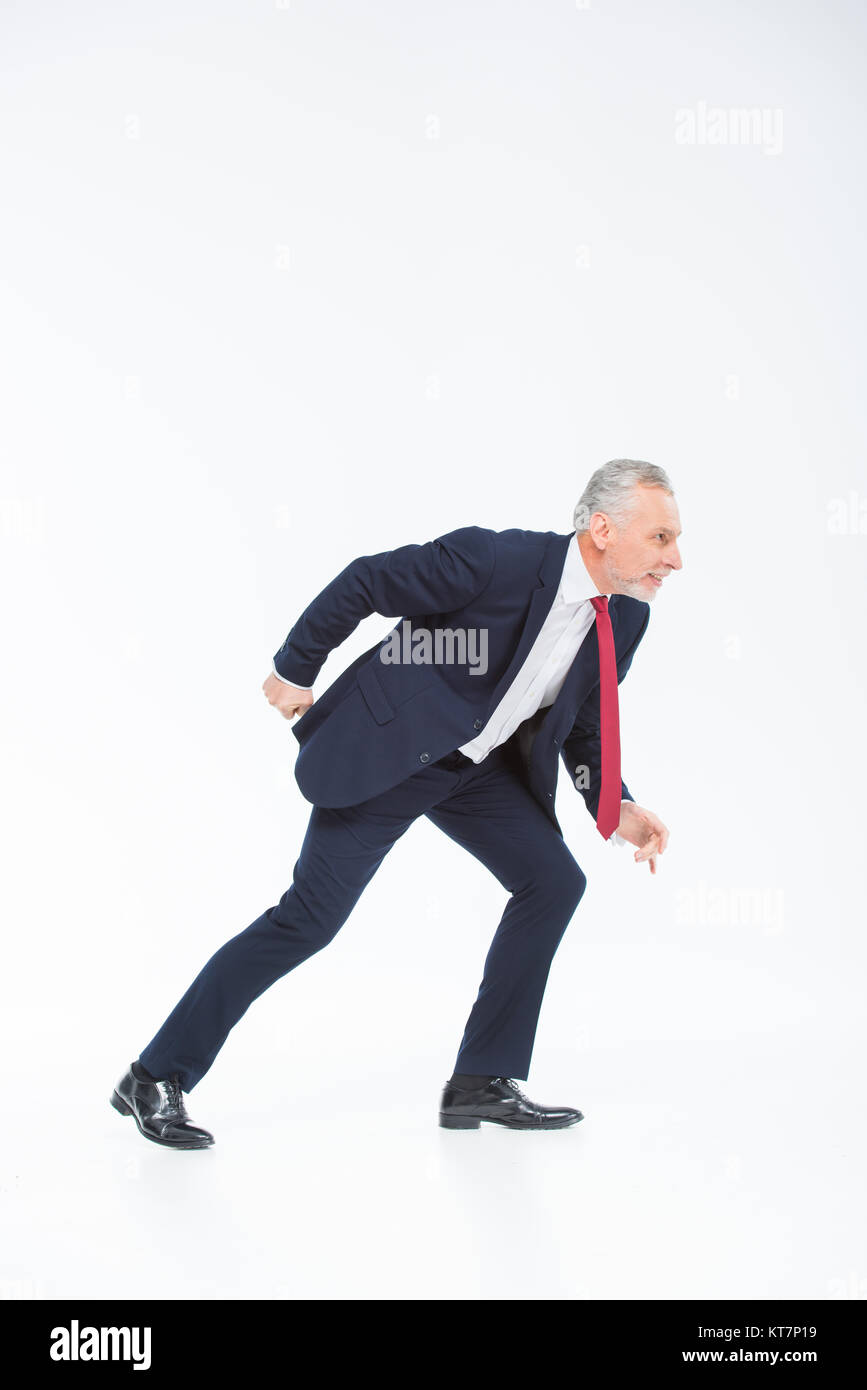 Geschäftsmann startbereit Stockfoto