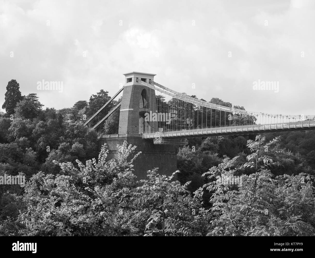 Clifton Suspension Bridge in Bristol in Schwarz und Weiß Stockfoto