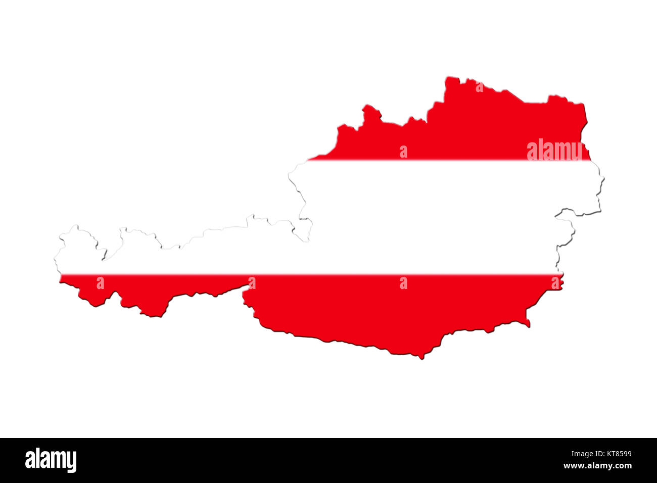 Karte von Österreich mit National Flagge Stockfoto