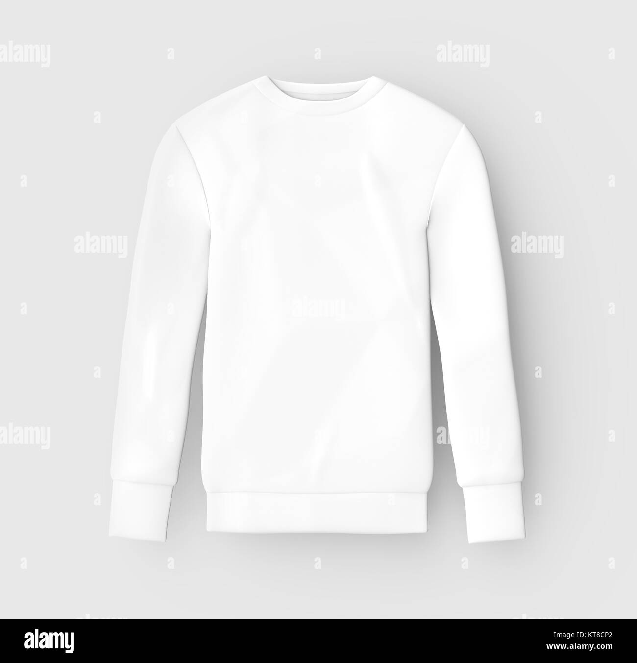 Sweatshirt mockup Vorlage, leere weiße unisex Tuch auf hellgrauem Hintergrund isoliert, 3D-Rendering Stockfoto