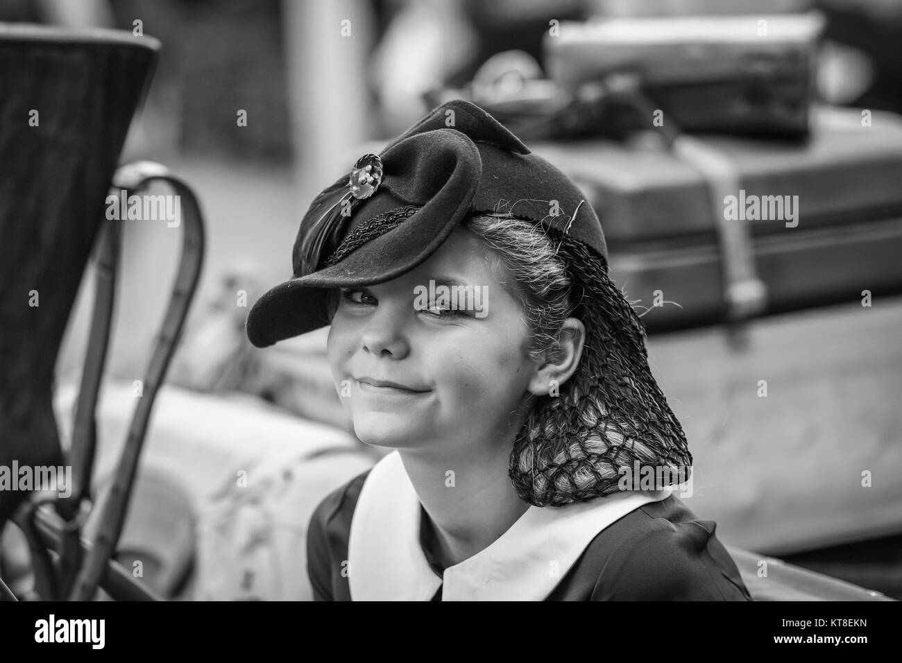 1940 s Re-Enactor im Black Country Living Museum in Dudley, England, Großbritannien Stockfoto
