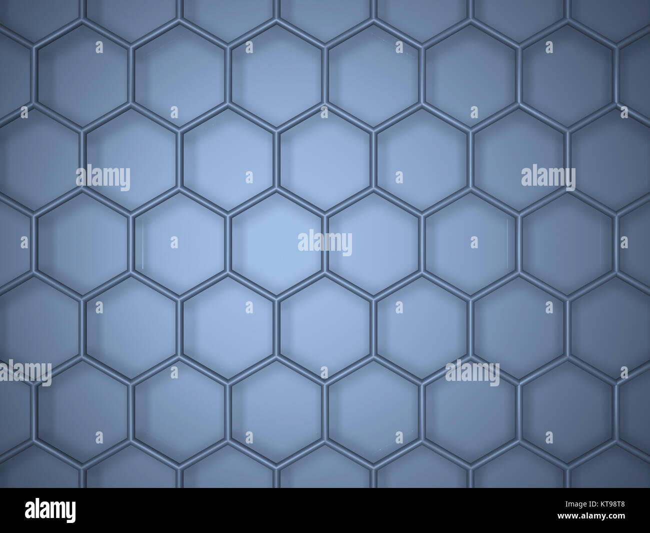 Blauen hexagonalen Gitterstruktur, Ansicht von oben. 3D-Darstellung Stockfoto