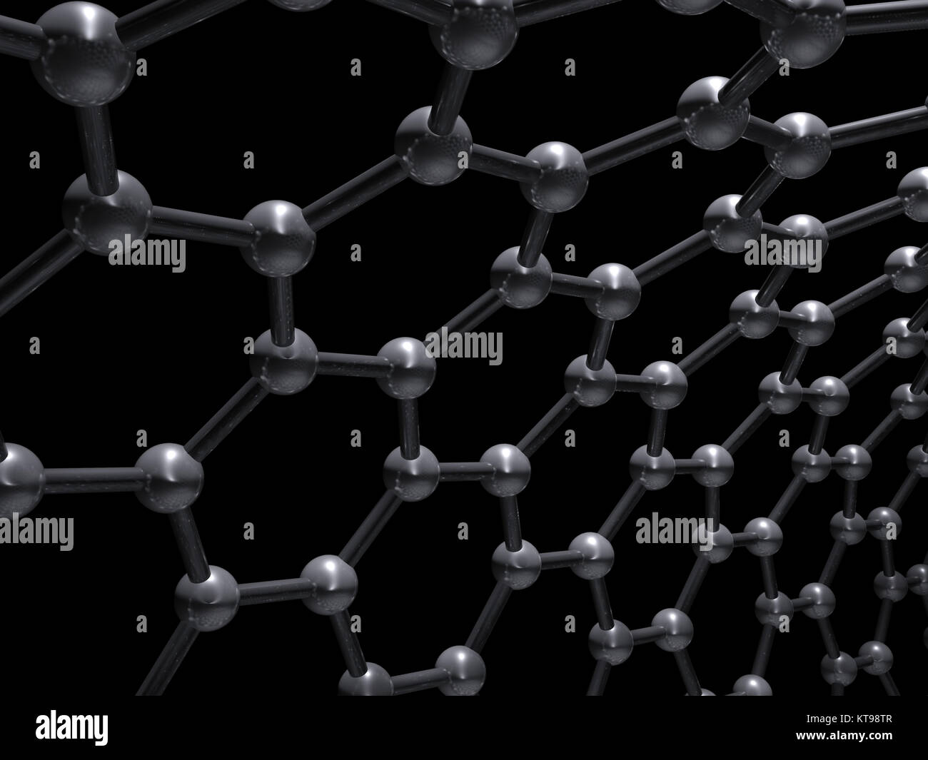 Single-walled Carbon nanotubes Zickzack molekulare Struktur, Kohlenstoffatome in gewickelt hexagonalen Gitter auf schwarzen Hintergrund, 3d-illust Stockfoto
