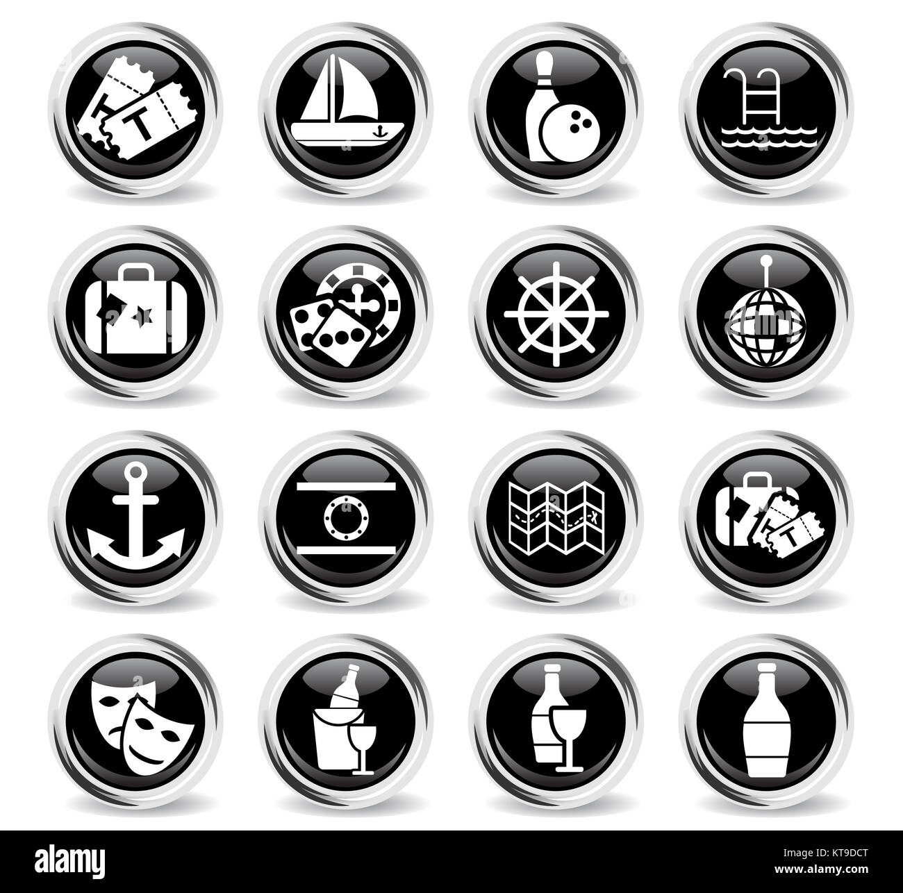 Kreuzfahrt-Icon-set Stockfoto