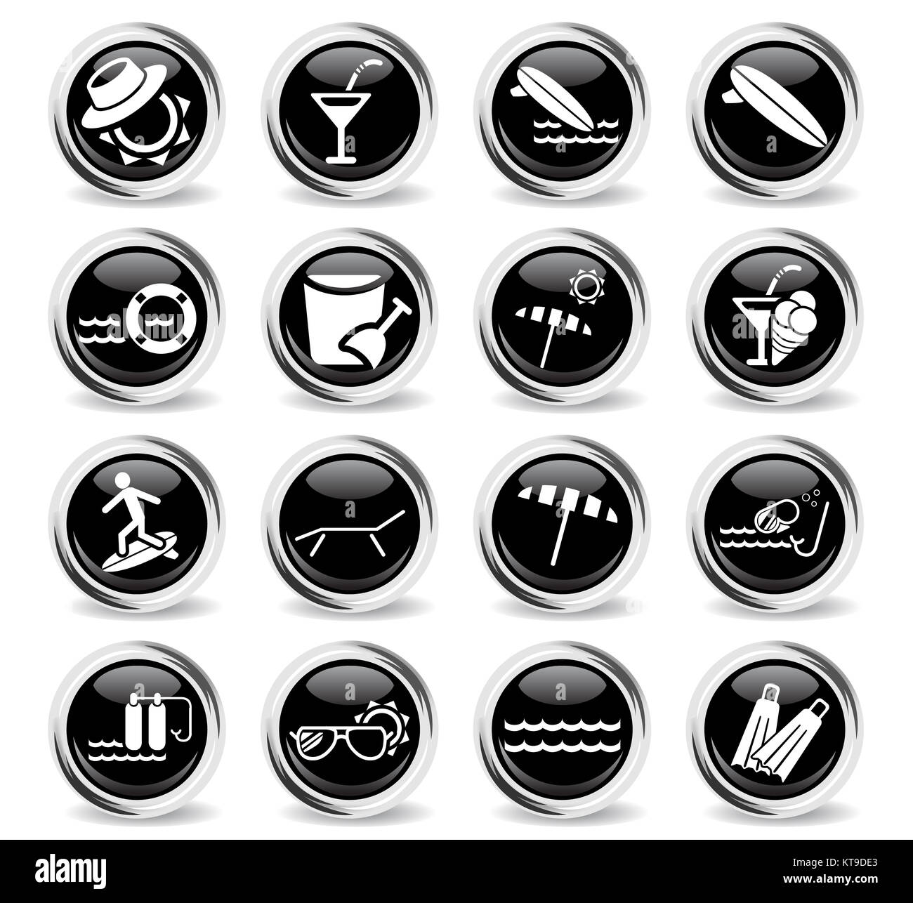 Strand-Icon-set Stockfoto