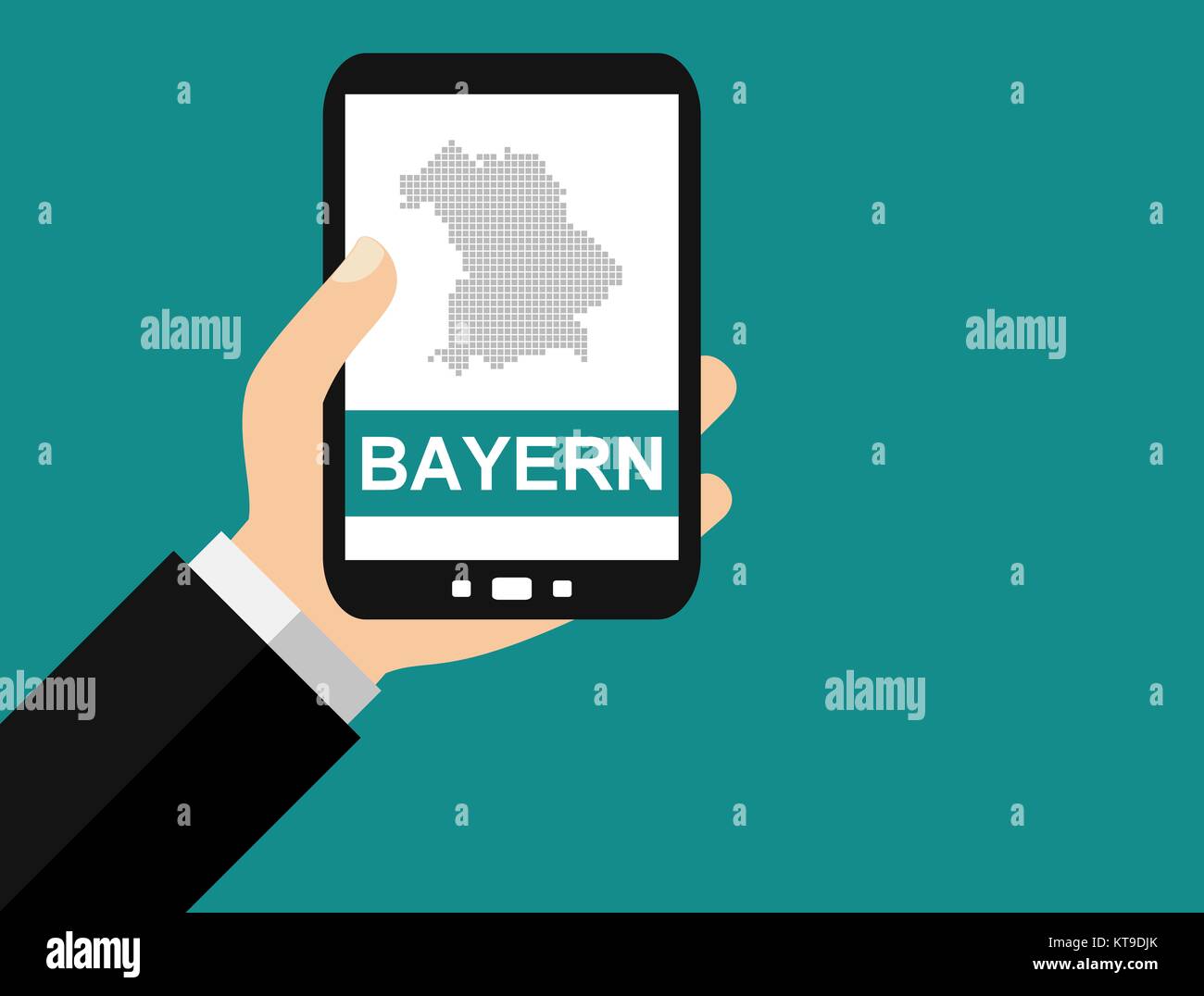 Hand mit Smartphone: Bayern-Flache Bauform Stockfoto