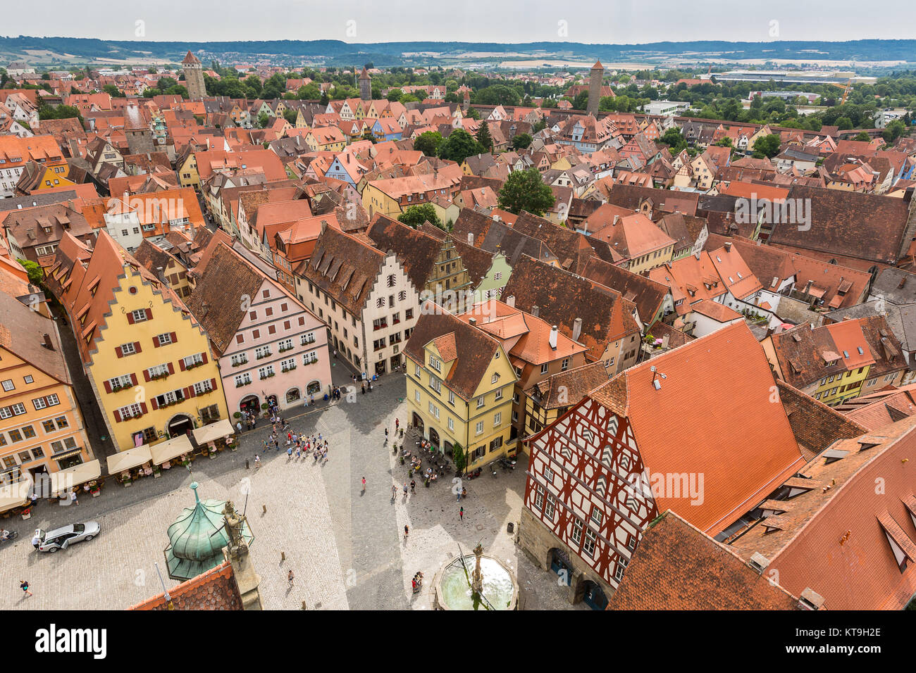 Luftaufnahme von Rothenburg Ob der Tauber Stockfoto