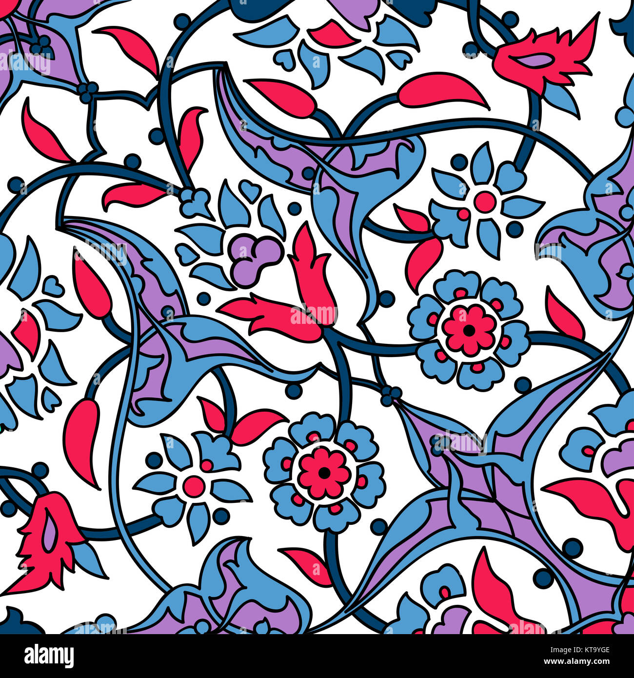 Stilisierten Blumen orientalische Tapete Retro nahtlose Zusammenfassung zurück Stockfoto