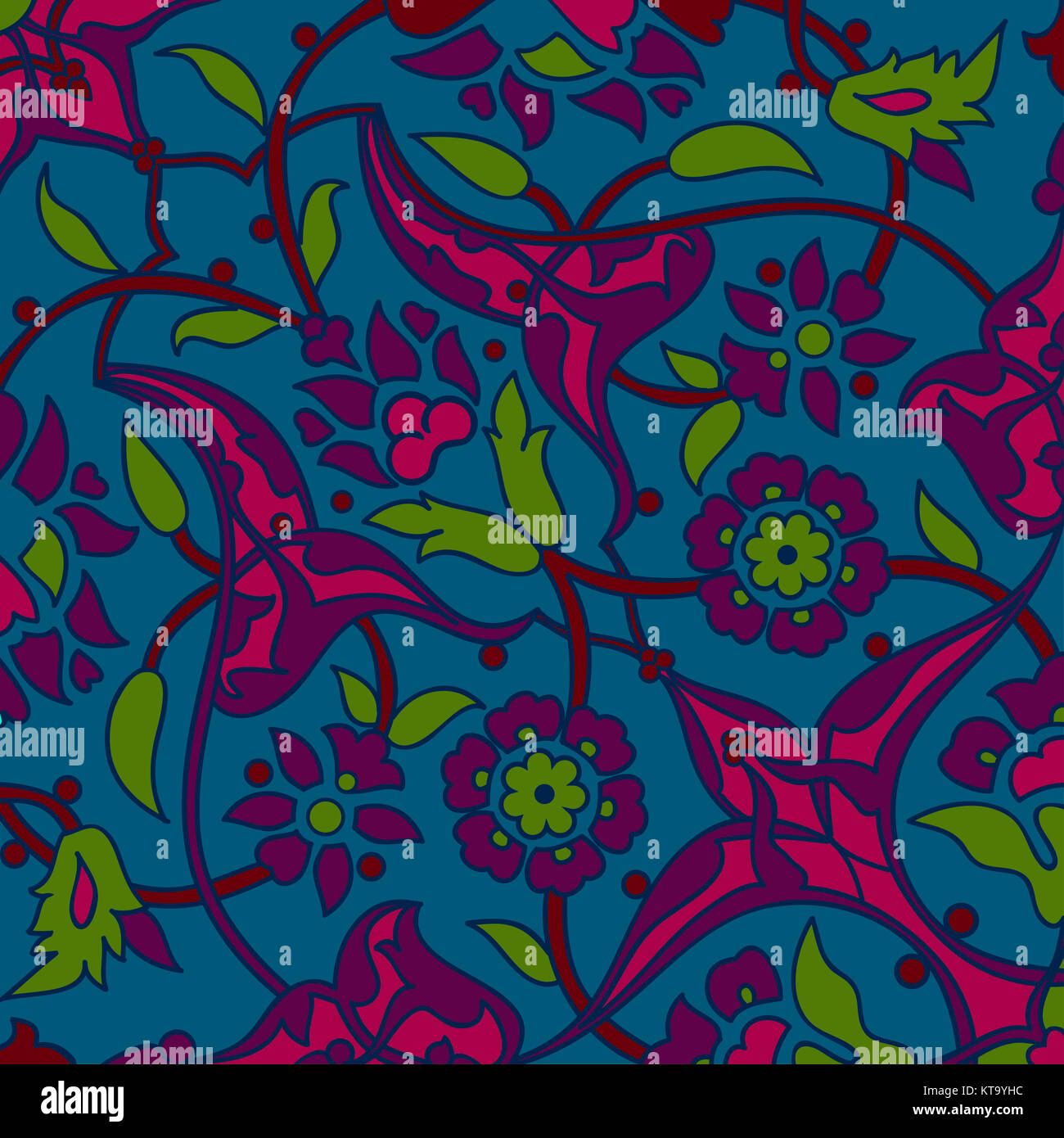 Stilisierten Blumen orientalische Tapete Retro nahtlose Zusammenfassung zurück Stockfoto