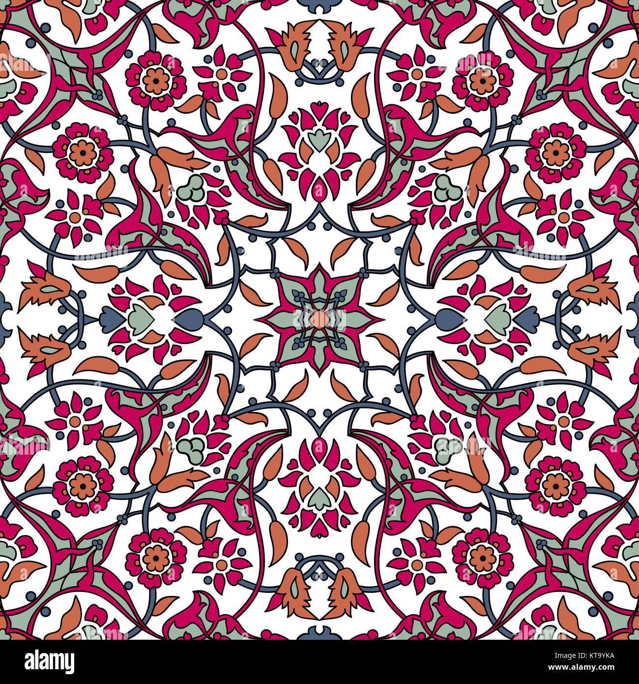 Stilisierten Blumen orientalische Tapete Retro nahtlose Zusammenfassung zurück Stockfoto