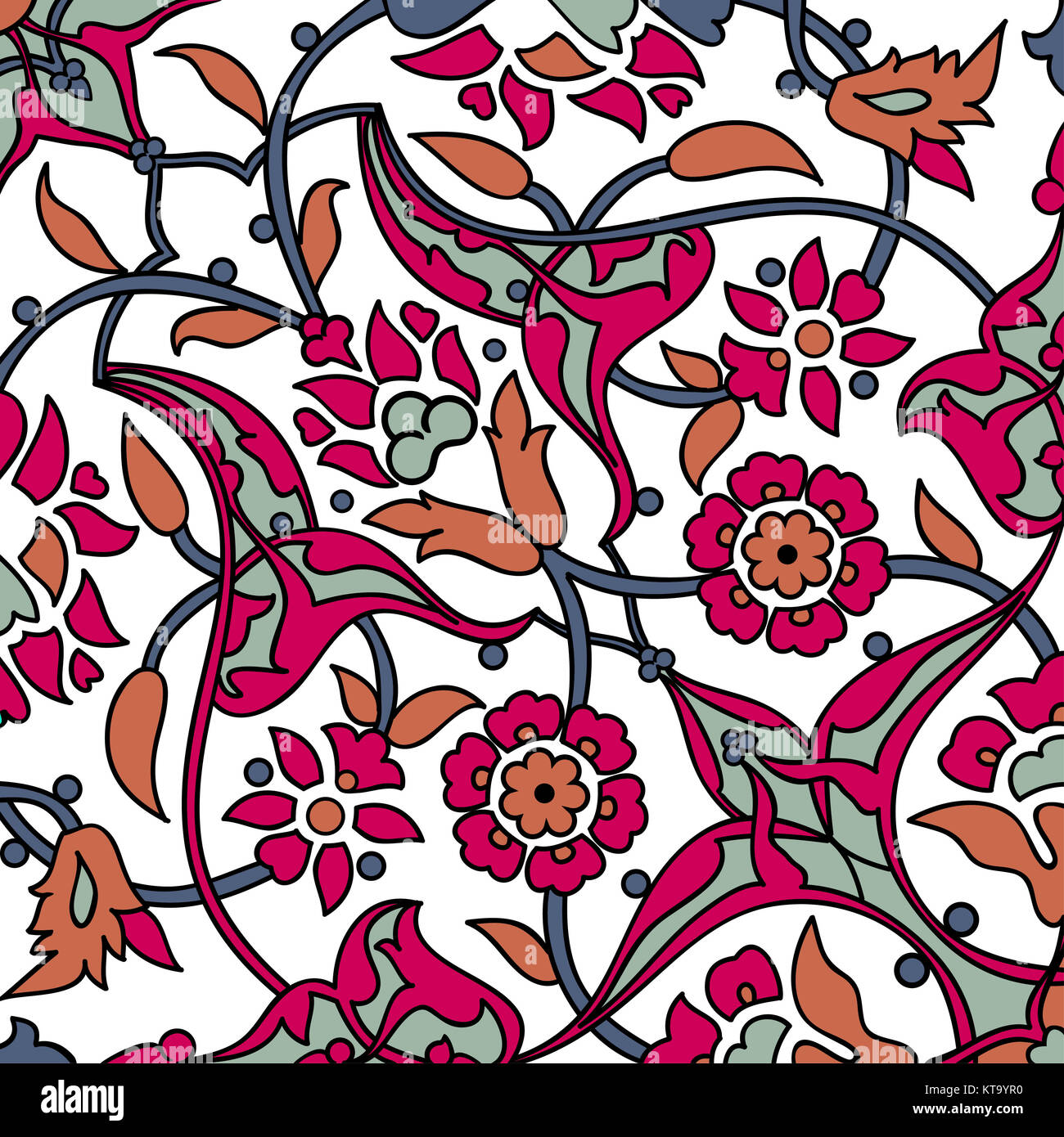 Stilisierten Blumen orientalische Tapete Retro nahtlose Zusammenfassung zurück Stockfoto