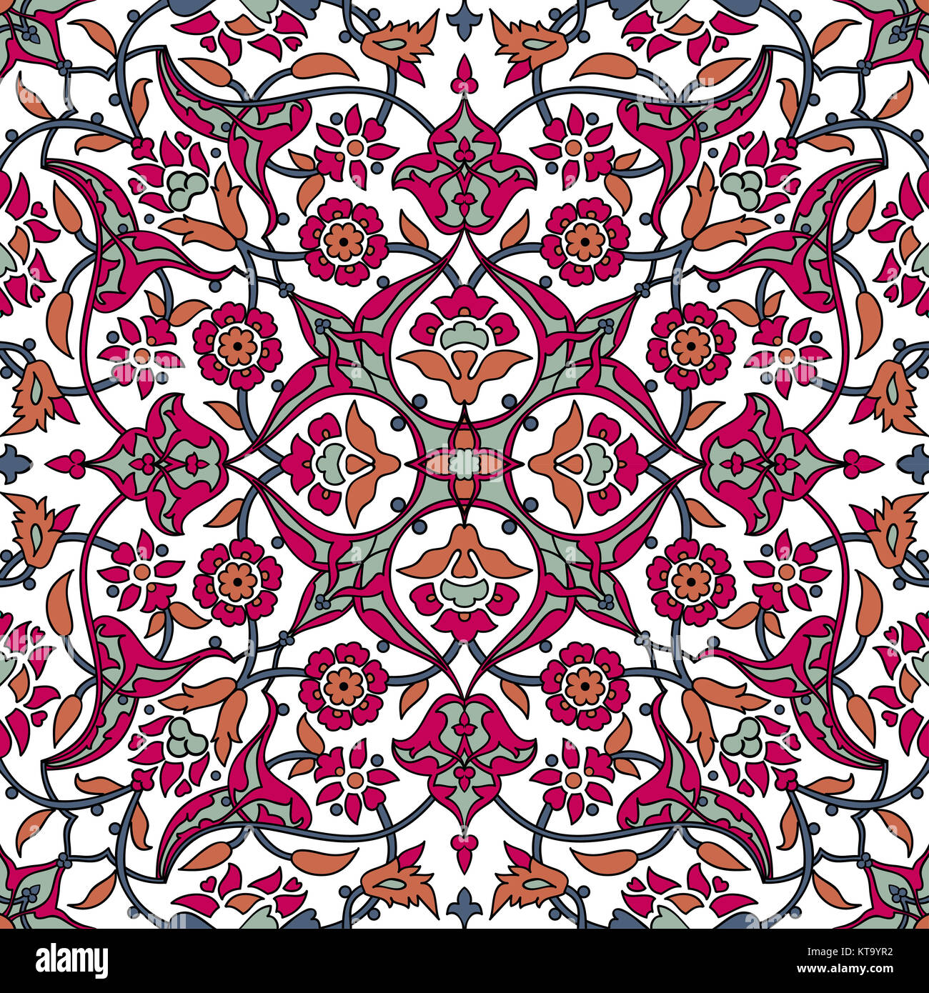 Stilisierten Blumen orientalische Tapete Retro nahtlose Zusammenfassung zurück Stockfoto