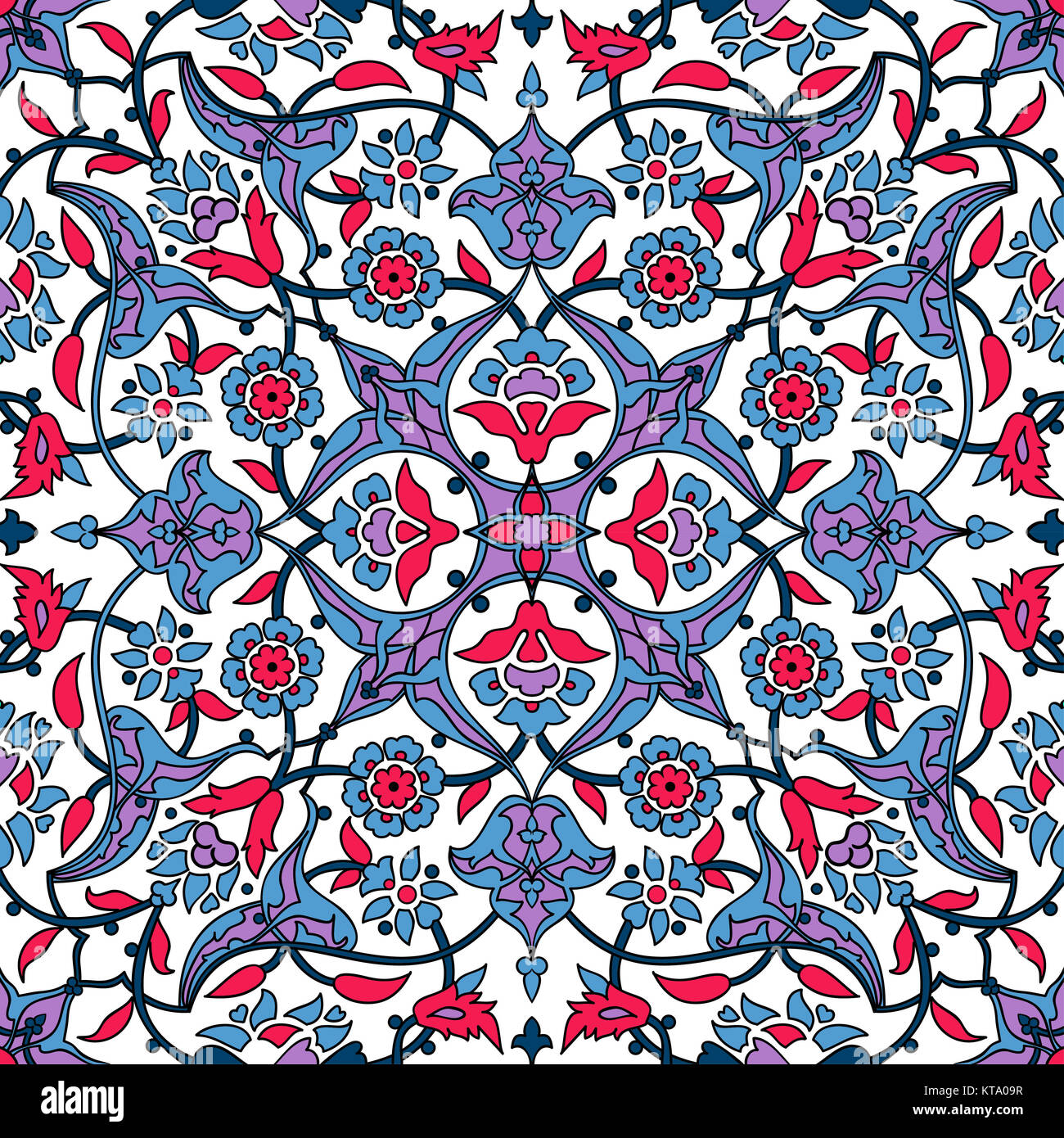 Stilisierten Blumen orientalische Tapete Retro nahtlose Zusammenfassung zurück Stockfoto