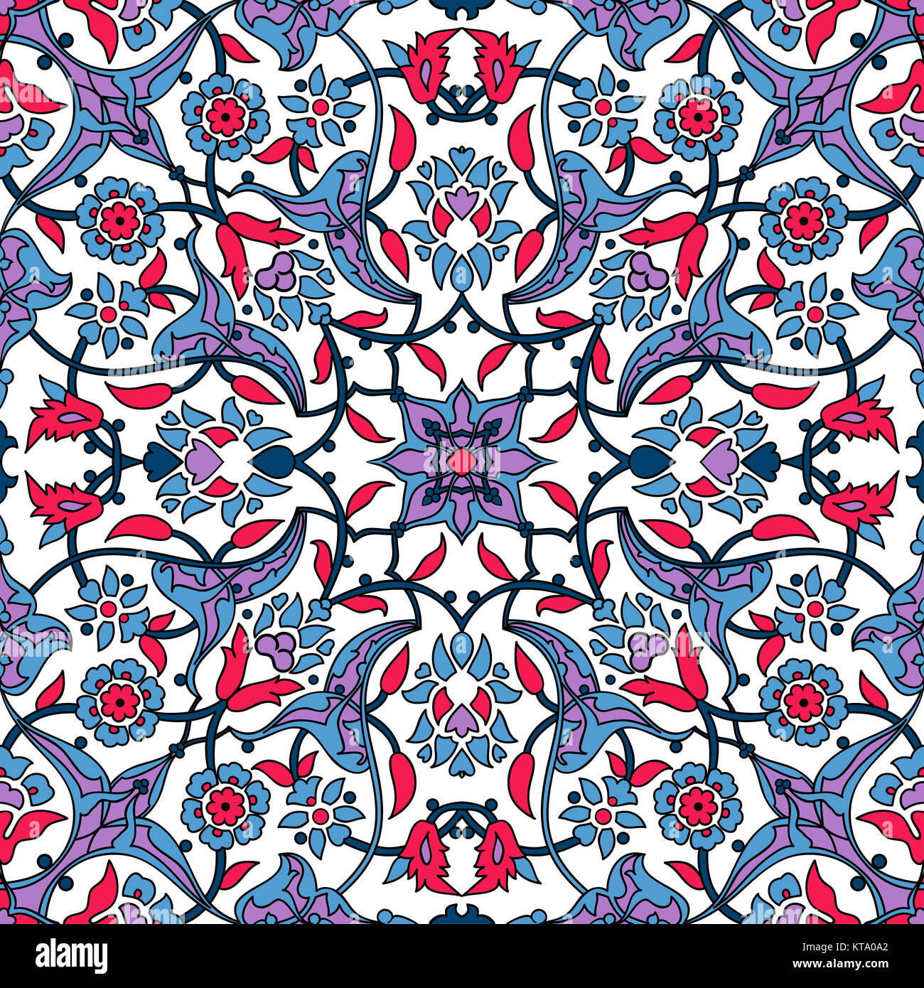 Stilisierten Blumen orientalische Tapete Retro nahtlose Zusammenfassung zurück Stockfoto