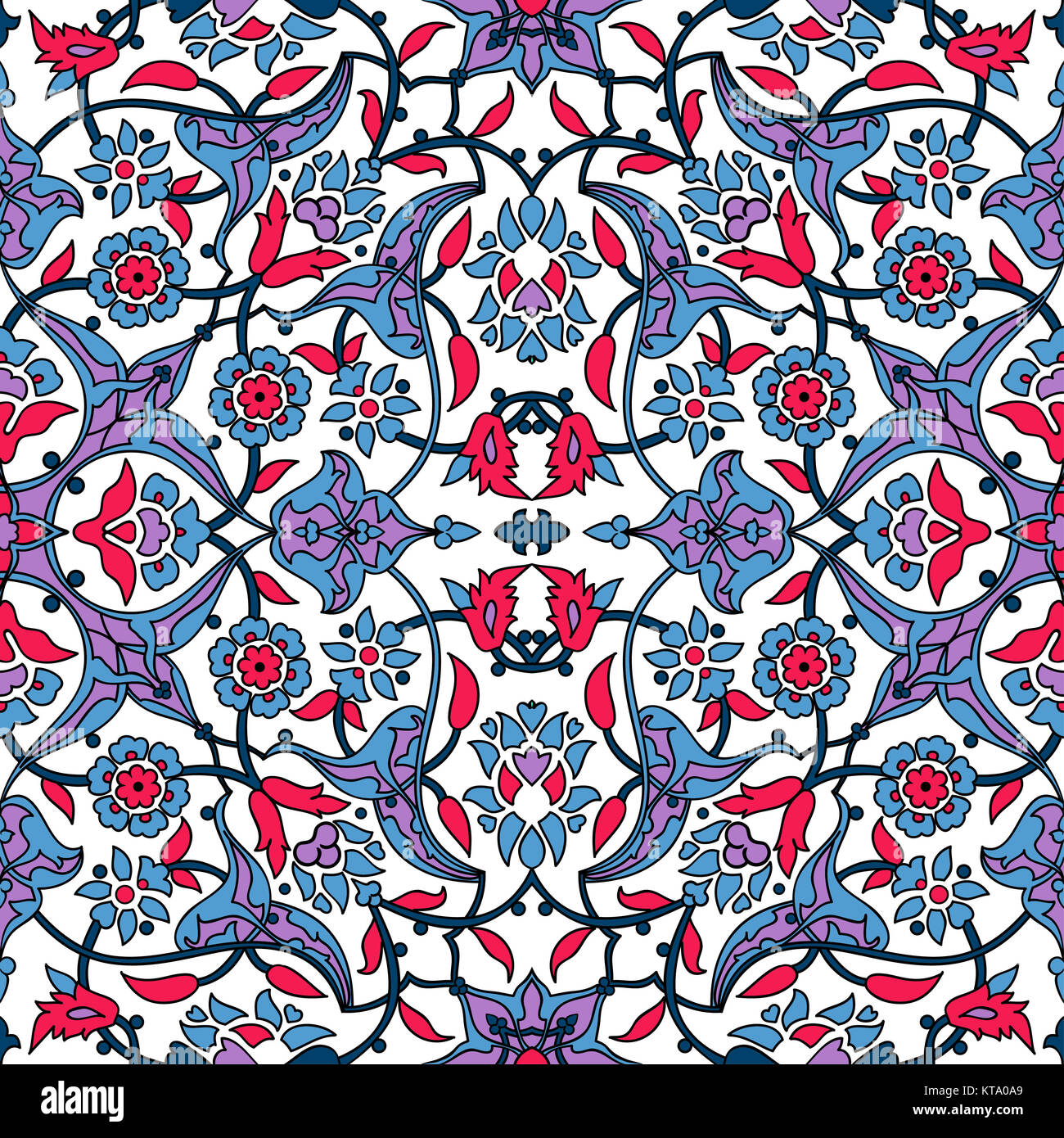 Stilisierten Blumen orientalische Tapete Retro nahtlose Zusammenfassung zurück Stockfoto