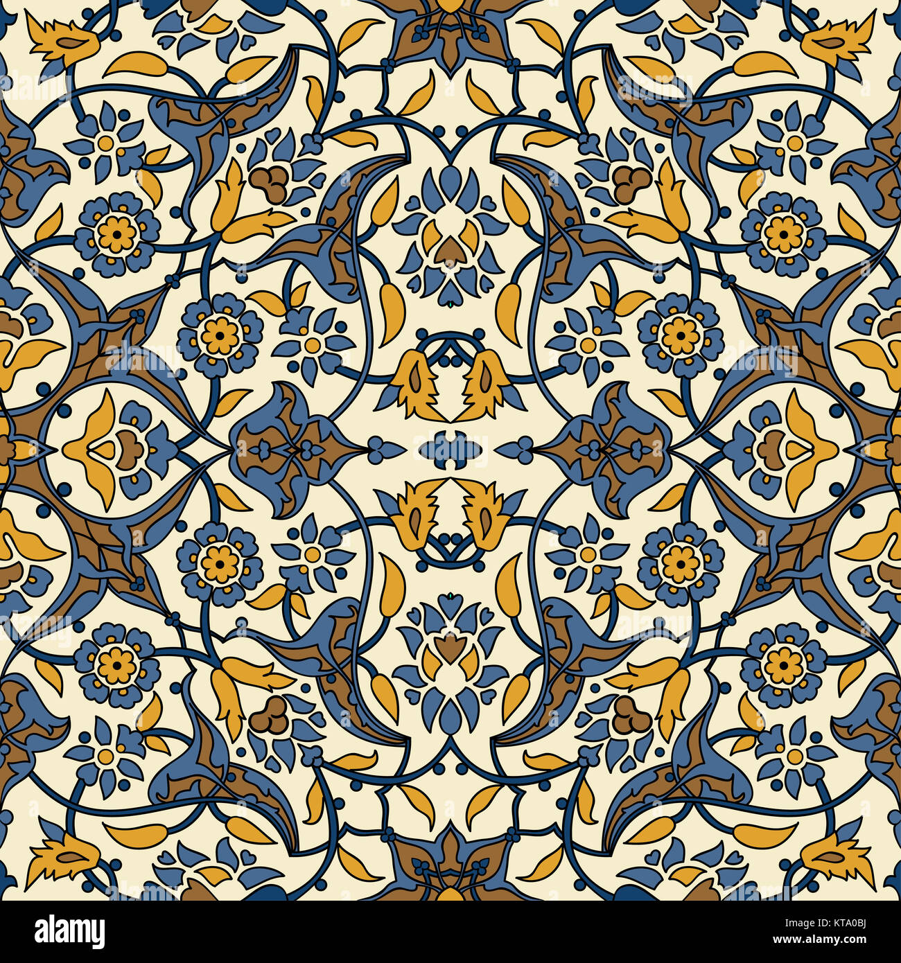 Stilisierten Blumen orientalische Tapete Retro nahtlose Zusammenfassung zurück Stockfoto