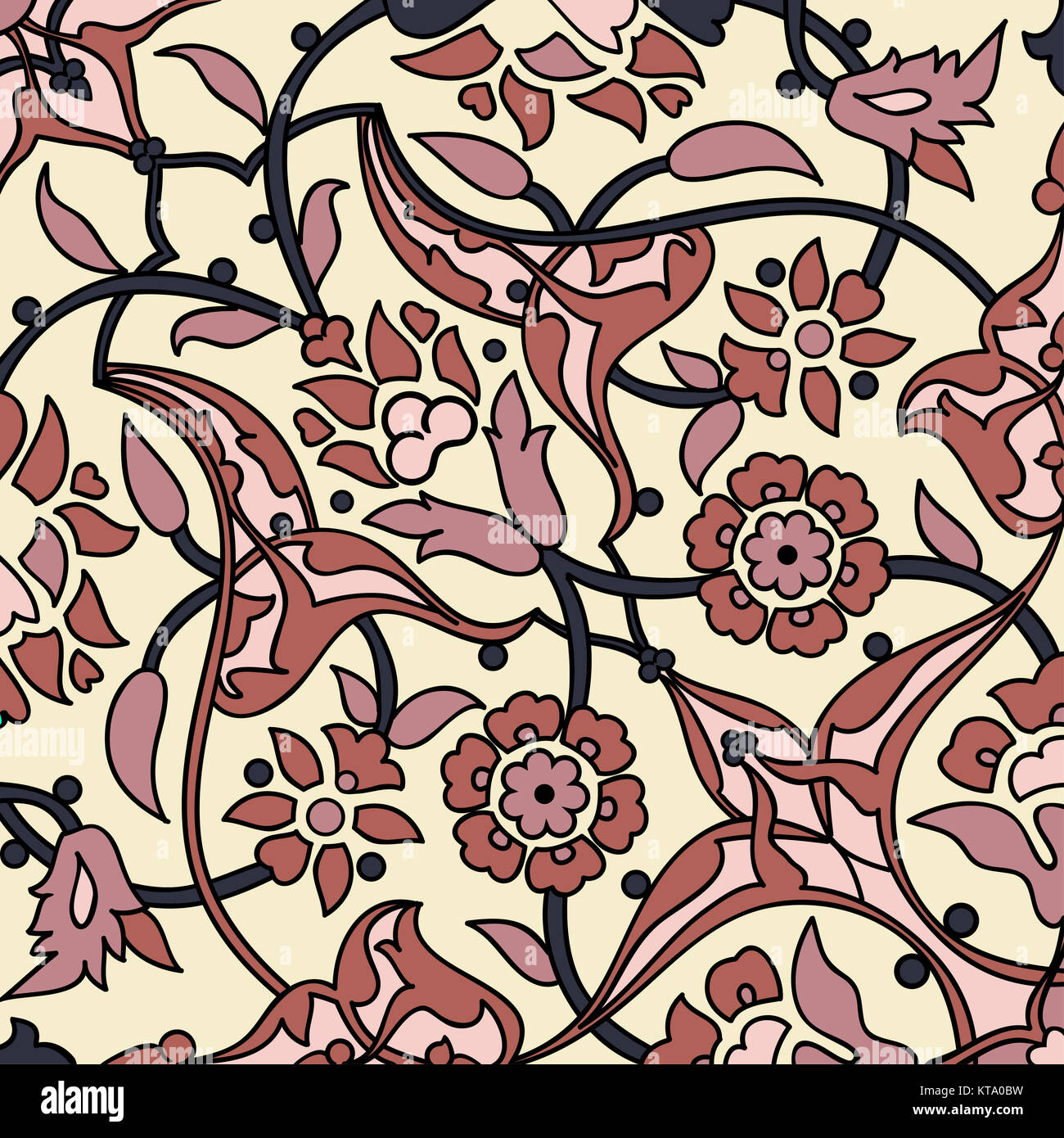 Stilisierten Blumen orientalische Tapete Retro nahtlose Zusammenfassung zurück Stockfoto