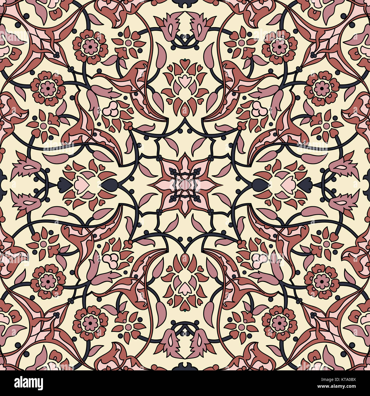 Stilisierten Blumen orientalische Tapete Retro nahtlose Zusammenfassung zurück Stockfoto