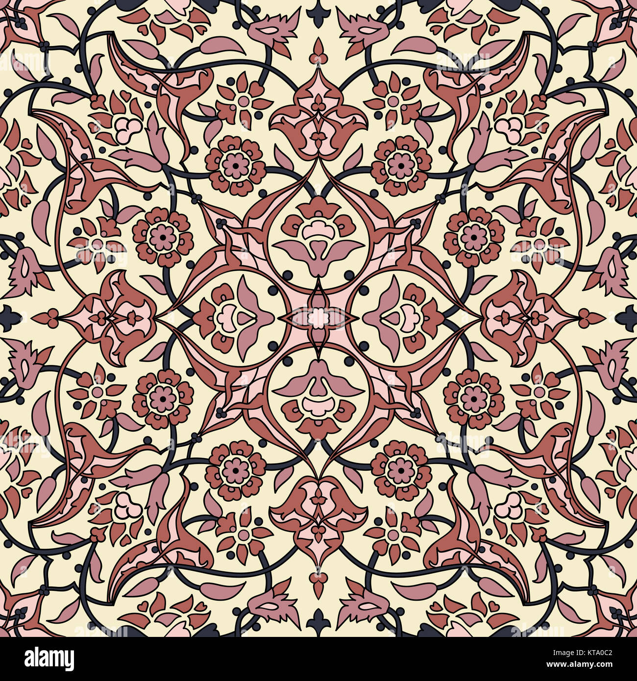 Stilisierten Blumen orientalische Tapete Retro nahtlose Zusammenfassung zurück Stockfoto