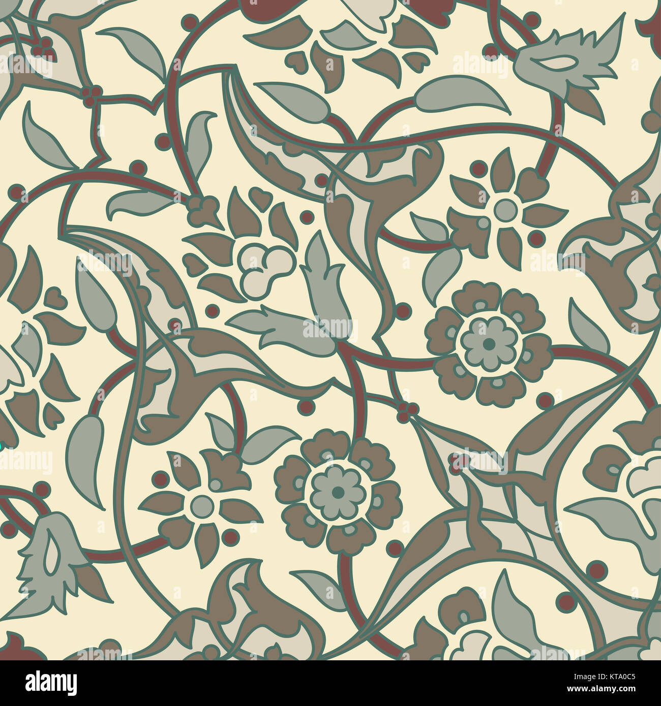 Stilisierten Blumen orientalische Tapete Retro nahtlose Zusammenfassung zurück Stockfoto