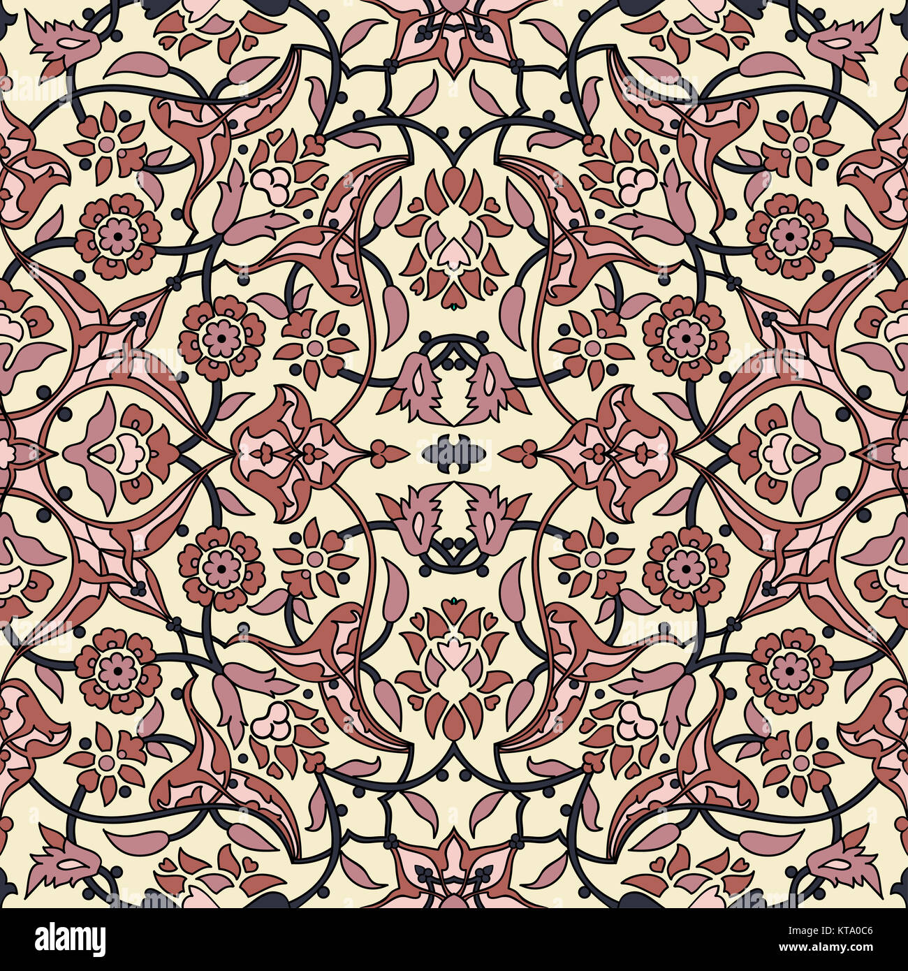 Stilisierten Blumen orientalische Tapete Retro nahtlose Zusammenfassung zurück Stockfoto