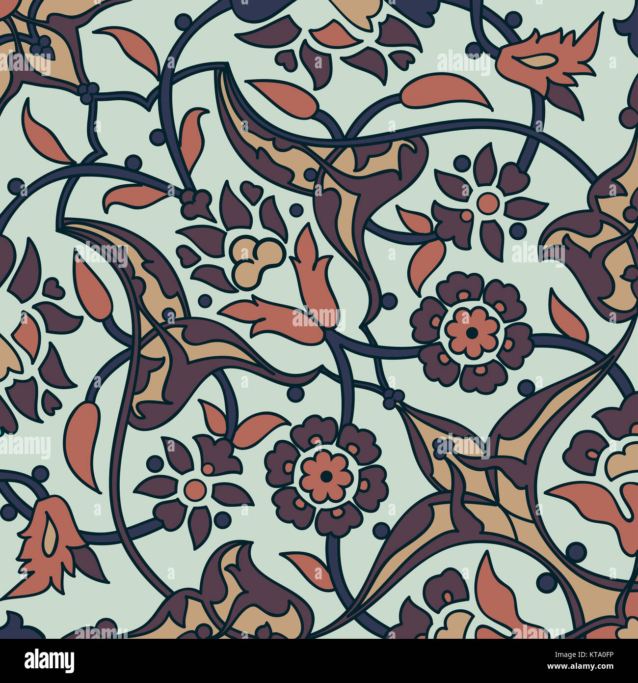Stilisierten Blumen orientalische Tapete Retro nahtlose Zusammenfassung zurück Stockfoto