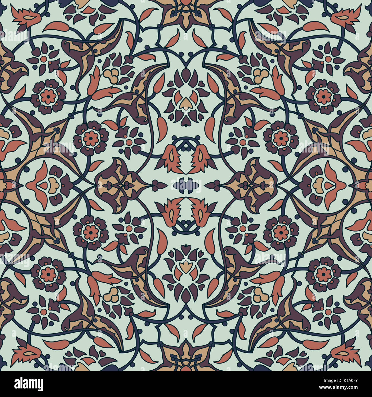 Stilisierten Blumen orientalische Tapete Retro nahtlose Zusammenfassung zurück Stockfoto