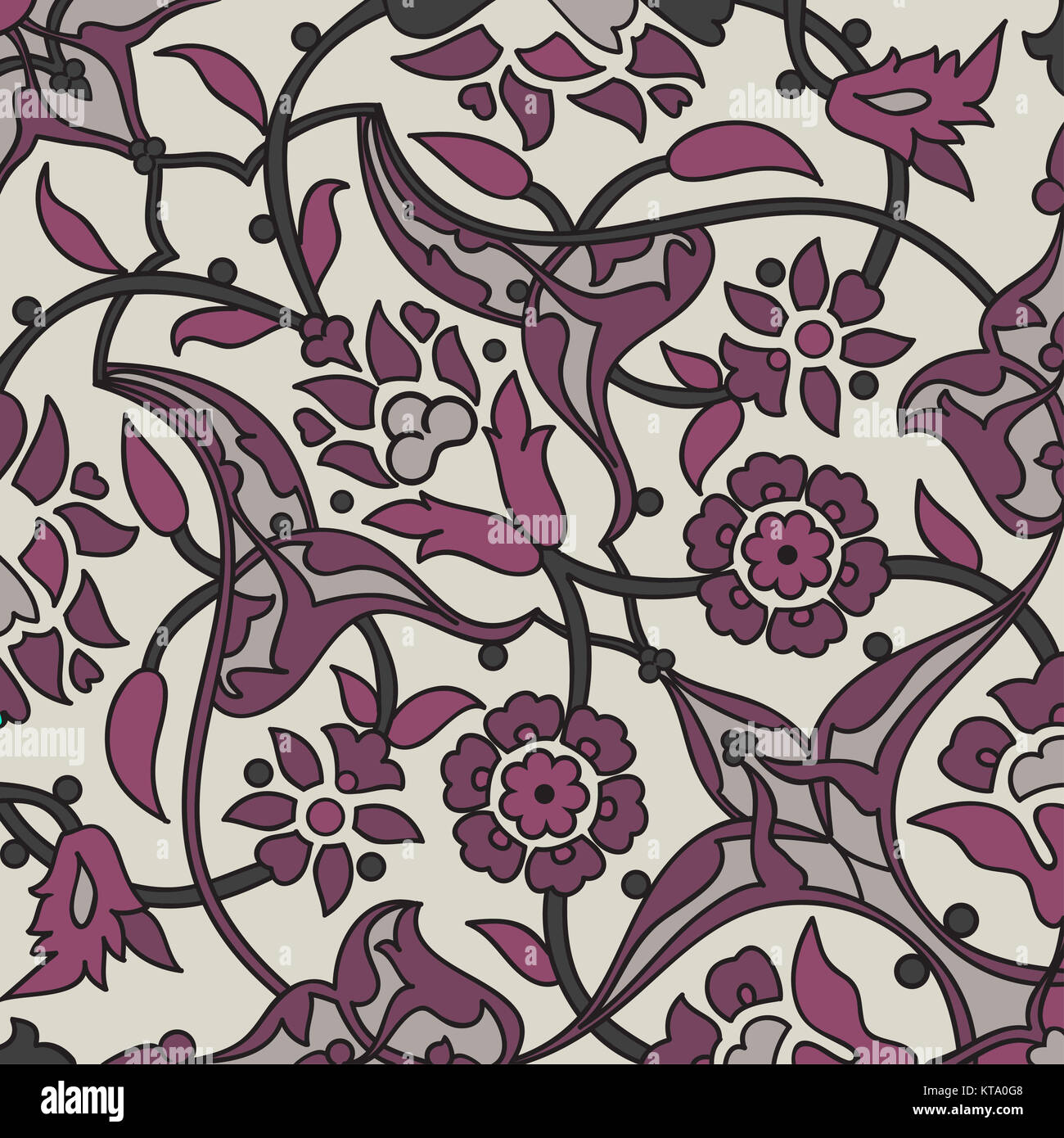 Stilisierten Blumen orientalische Tapete Retro nahtlose Zusammenfassung zurück Stockfoto
