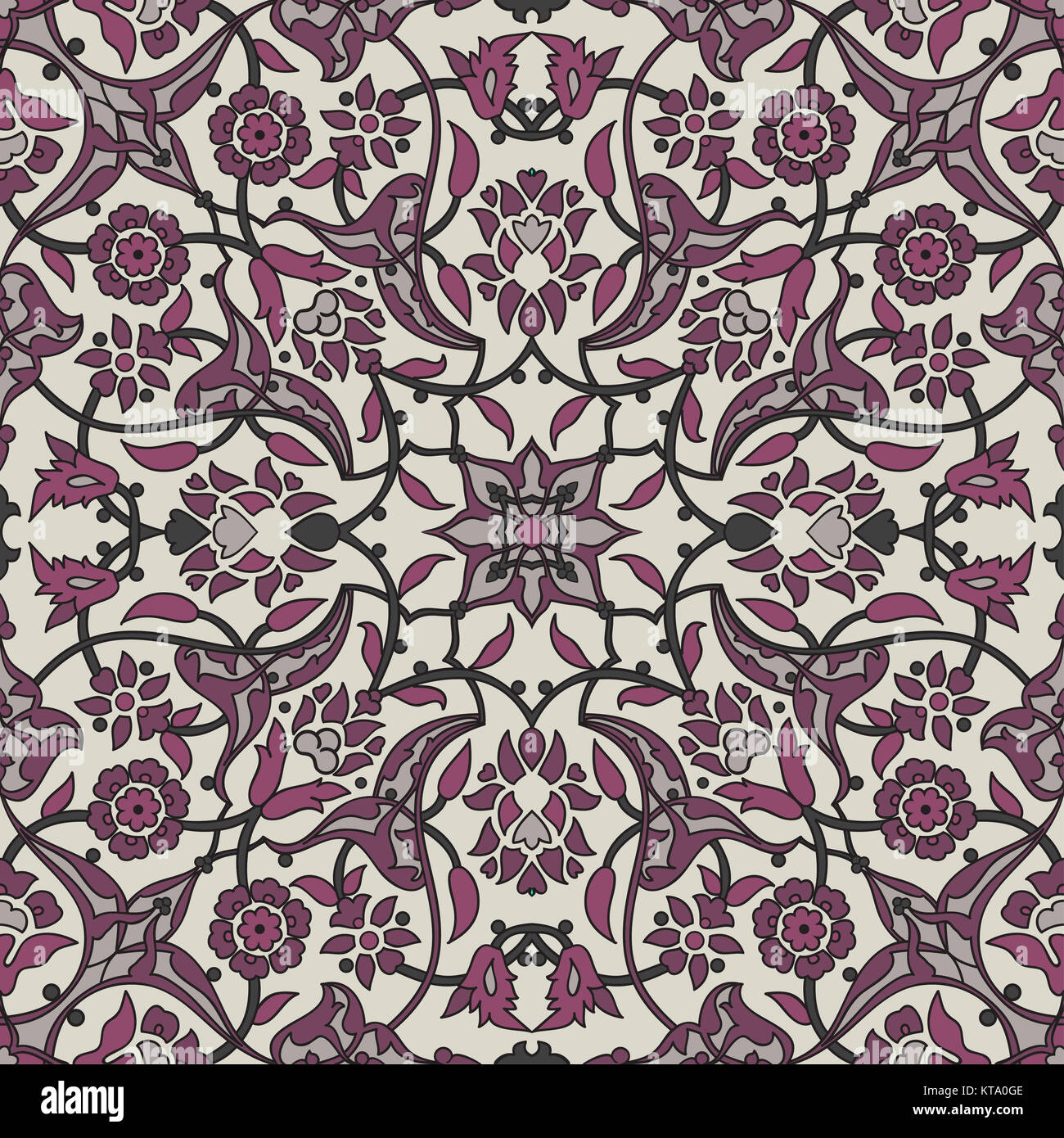 Stilisierten Blumen orientalische Tapete Retro nahtlose Zusammenfassung zurück Stockfoto