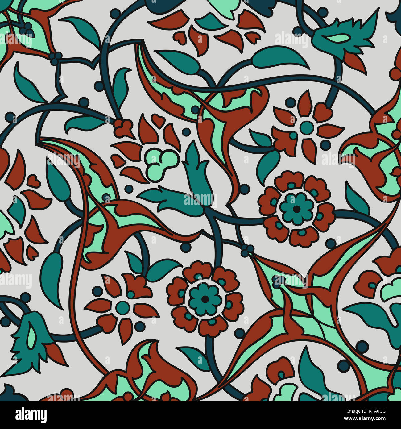 Stilisierten Blumen orientalische Tapete Retro nahtlose Zusammenfassung zurück Stockfoto