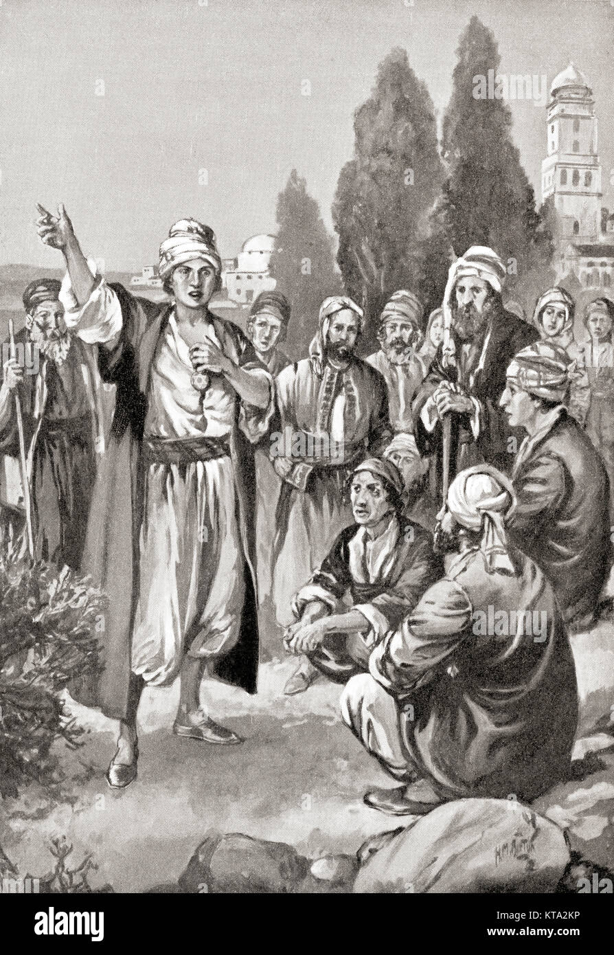 Sabbatai Zevi verkündet selbst Messias. Sabbatai Zevi aka Sabbatai Sevi, Shabsai Tzvi, und Sabetay Sevi, 1626 - 1676. Sephardische ordinierter Rabbiner und Kabbalist, der behauptete, die lang ersehnte jüdischen Messias. Von Hutchinson's Geschichte der Nationen, veröffentlicht 1915. Stockfoto