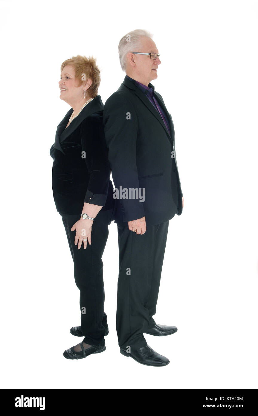 Senior paar Rücken an Rücken. Stockfoto