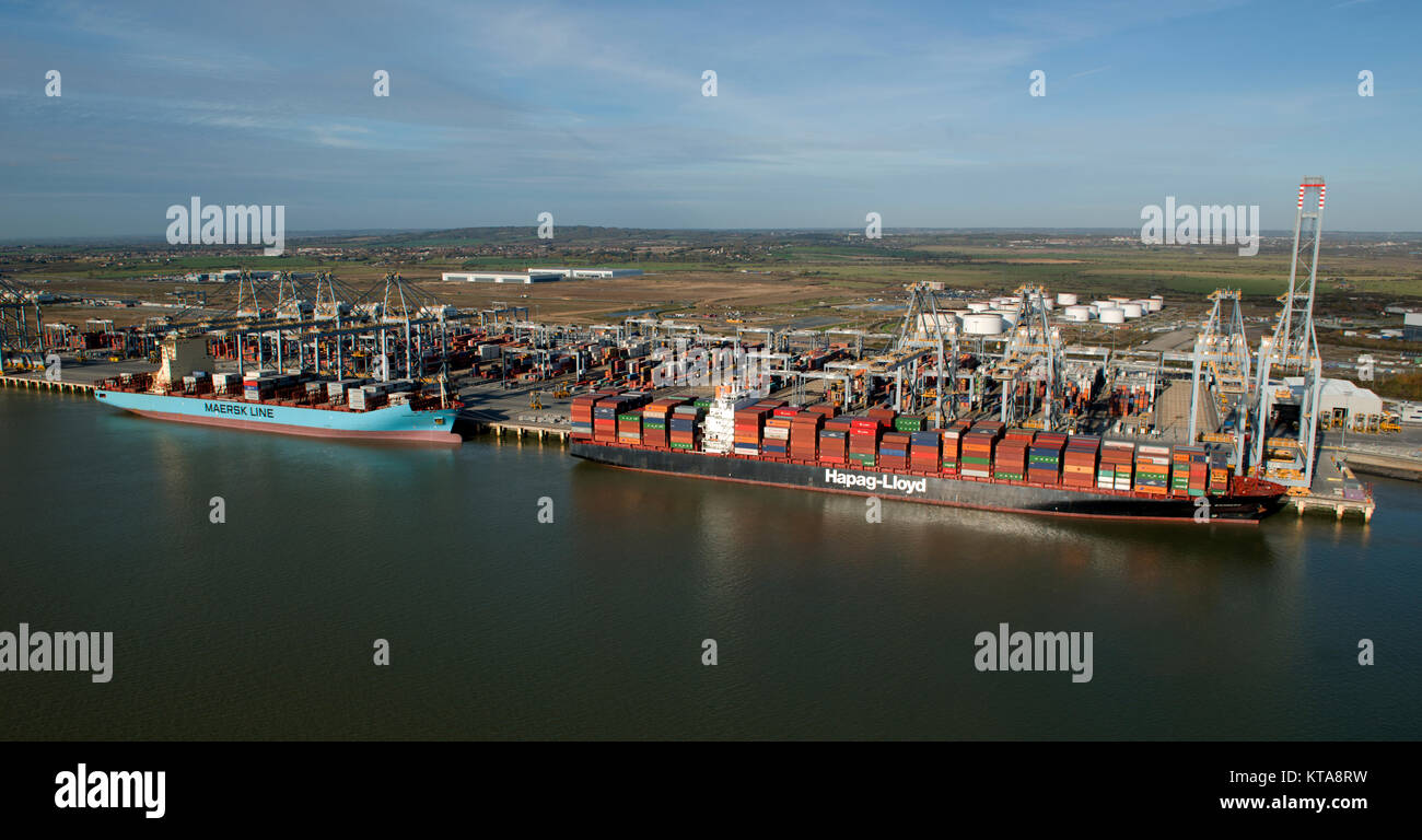 Luftaufnahme von London Gateway Port und Dock. Stockfoto