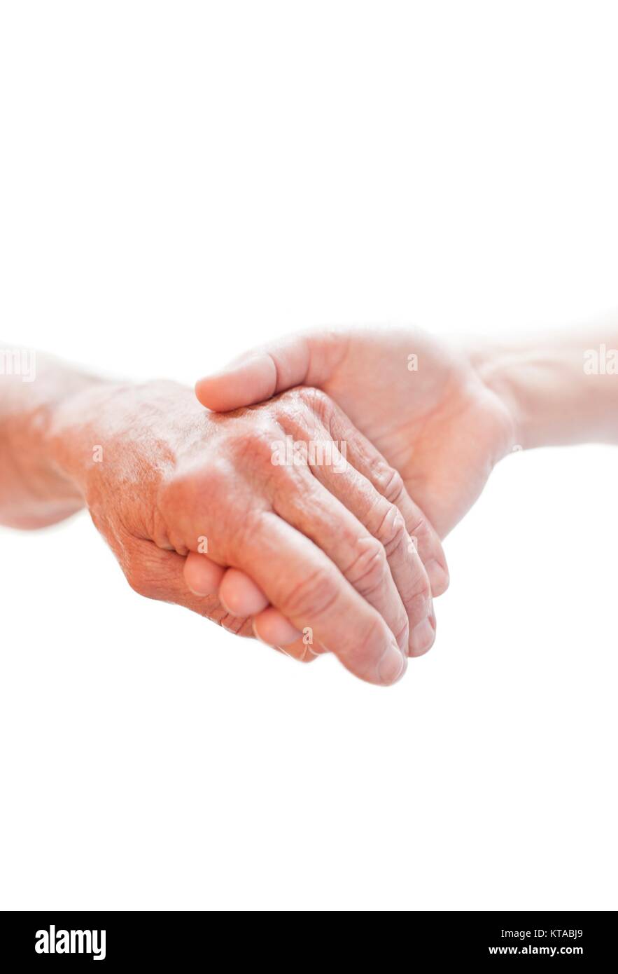 Person des anderen Hand, aus der Nähe. Stockfoto