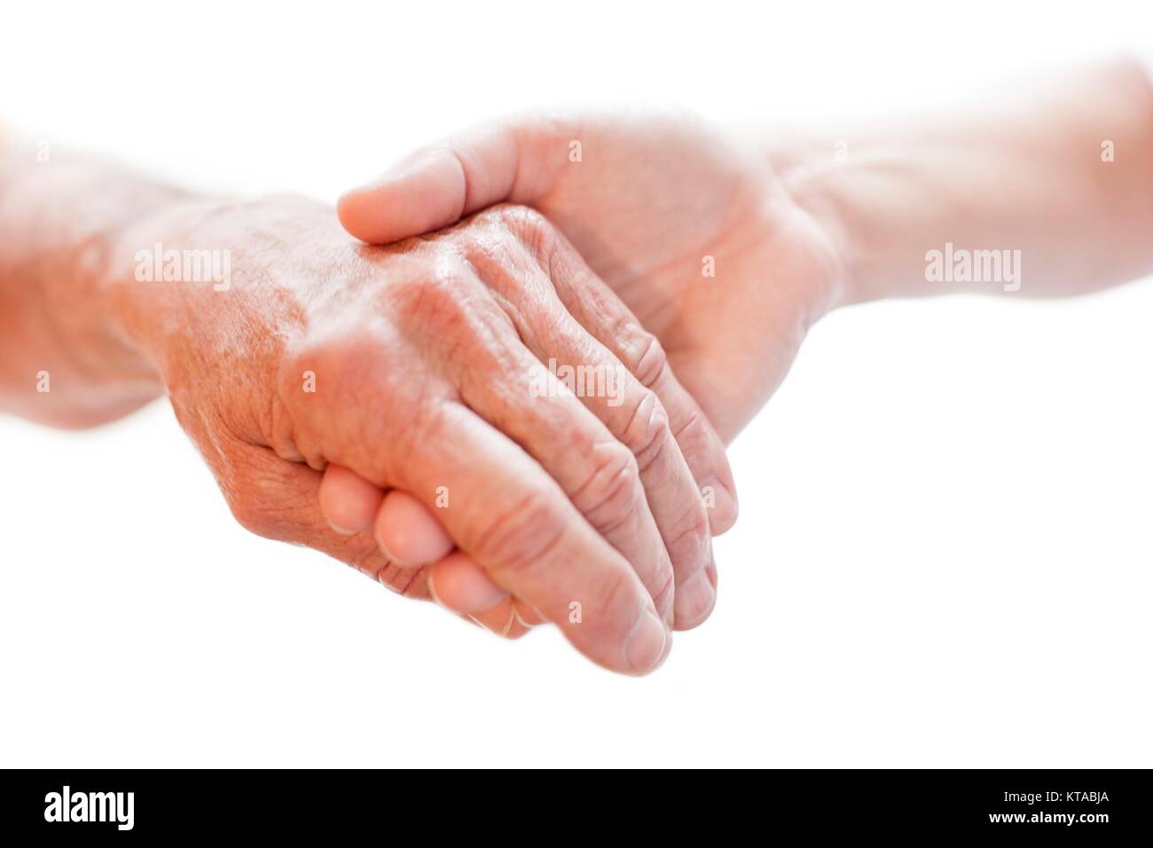 Person des anderen Hand, aus der Nähe. Stockfoto