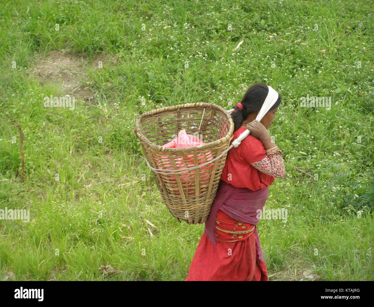 Frauen in Richtung Markt Gemüse aus ihrem Bauernhof zu verkaufen. Stockfoto