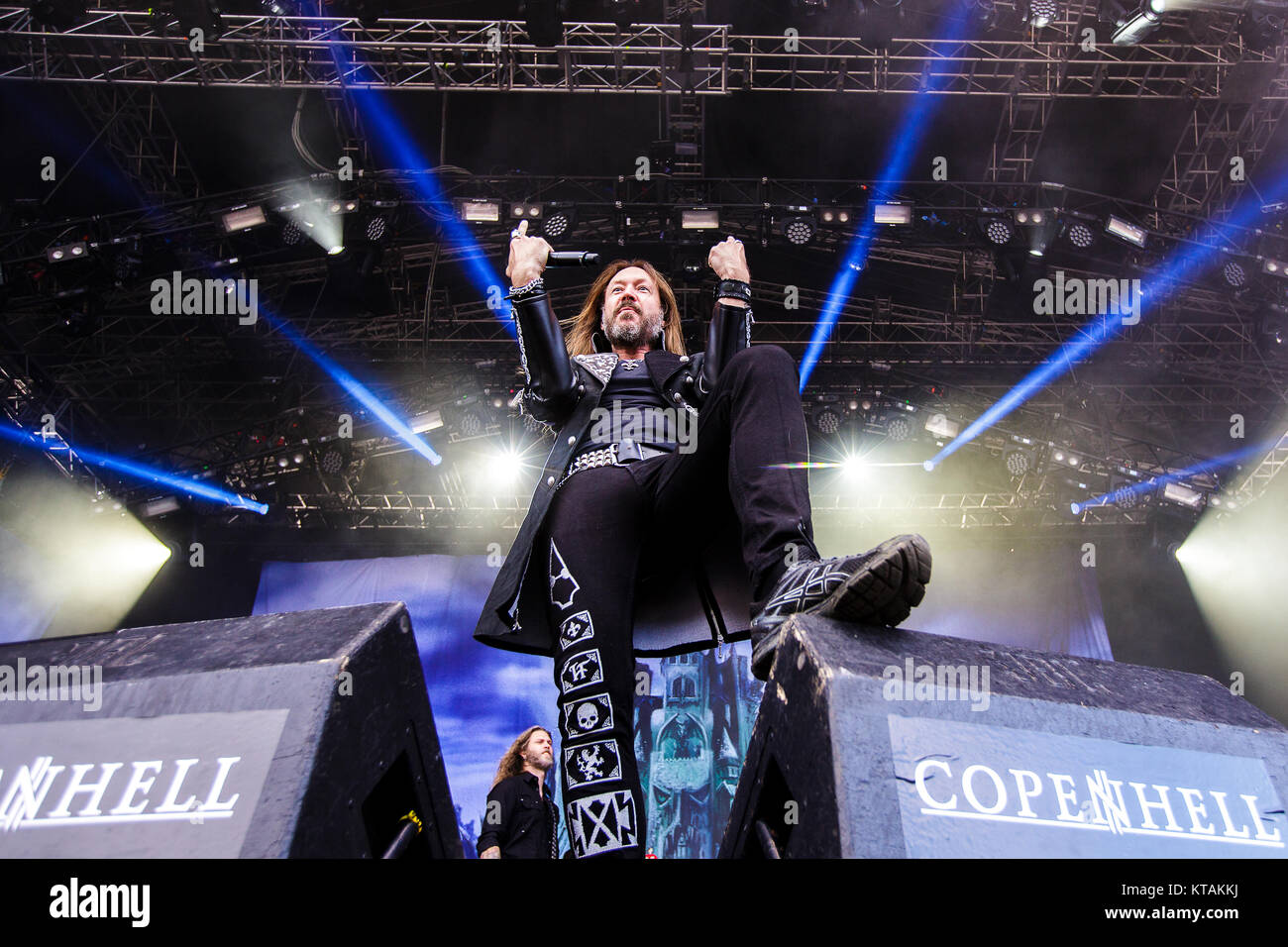 Die schwedische Heavy Metal Band HammerFall führt ein Live Konzert in der dänischen Heavy Metal Festival Copenhell 2015 in Kopenhagen. Hier Joacim Cans ist live auf der Bühne gesehen. Dänemark, 20/06 2015. Stockfoto