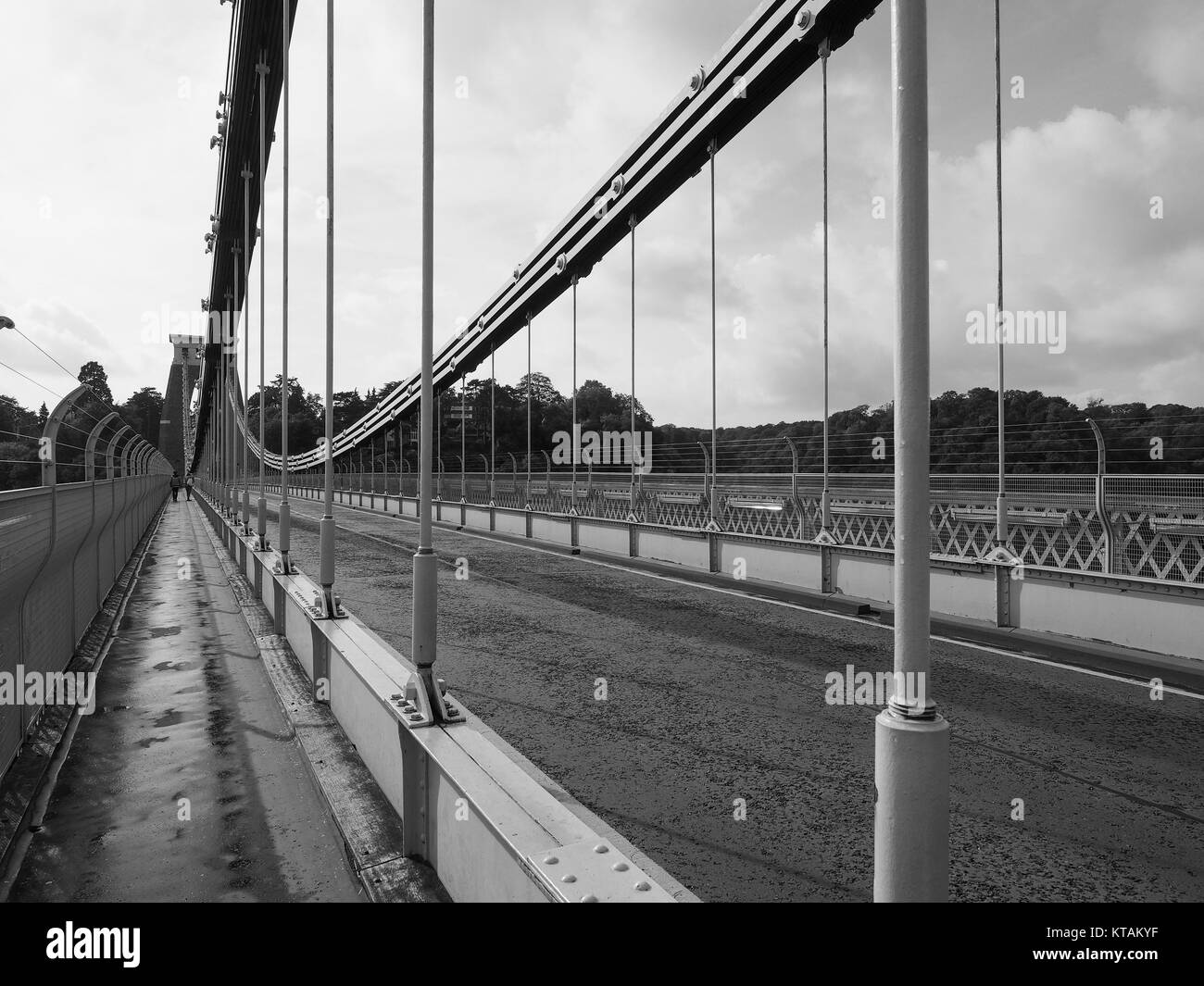 Clifton Suspension Bridge in Bristol in Schwarz und Weiß Stockfoto