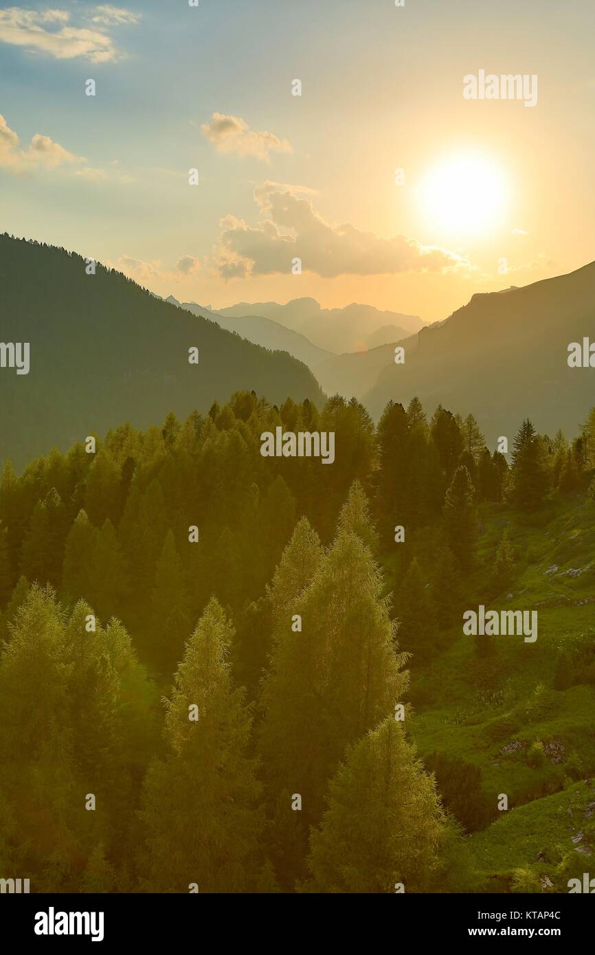 Alpine Sunset Falre Stockfoto